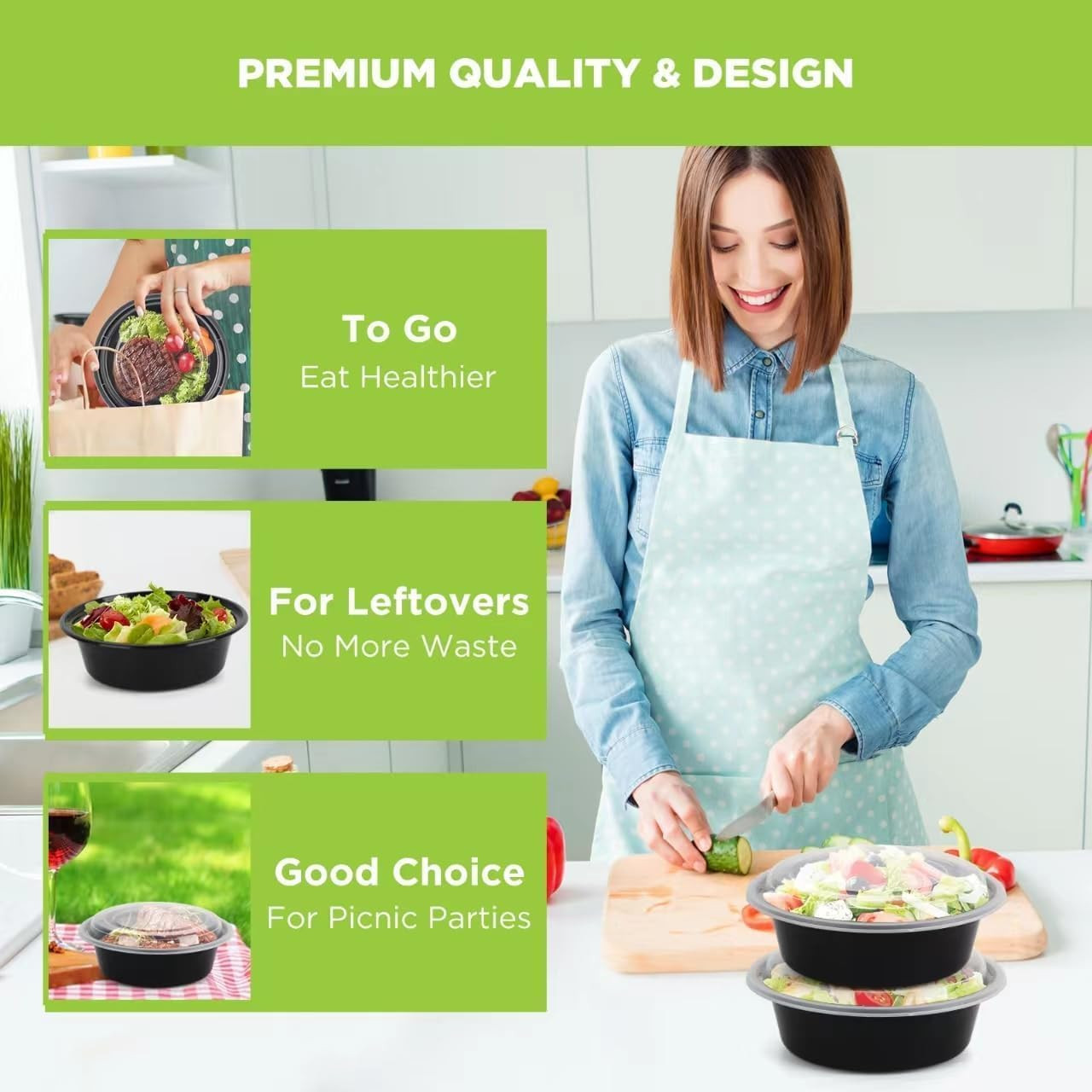 Meal Prep Containers with Lids – 10Pack 32Oz Meal Prep Bowls, Disposable