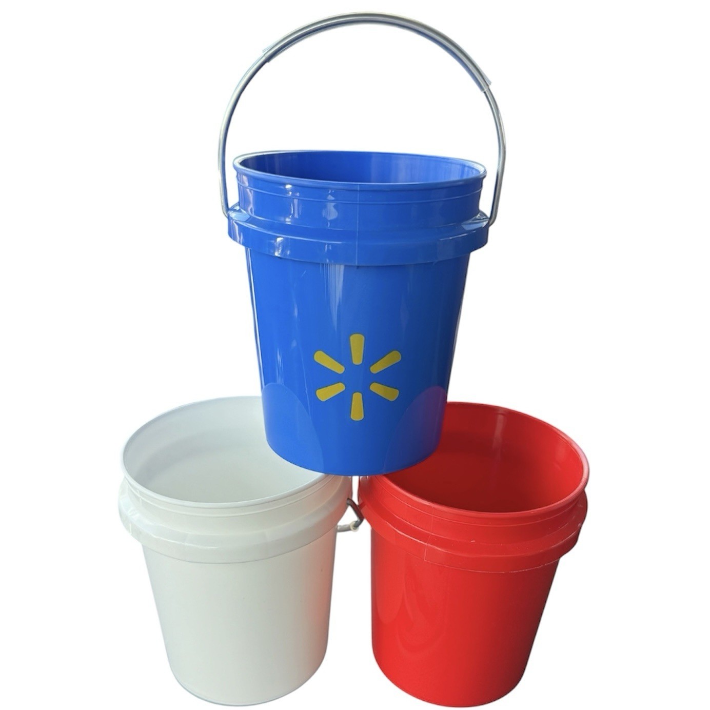 Walmart Mini Bucket Red White & Blue Set – 0.7 pt – No Lid – Set Of Three (3)