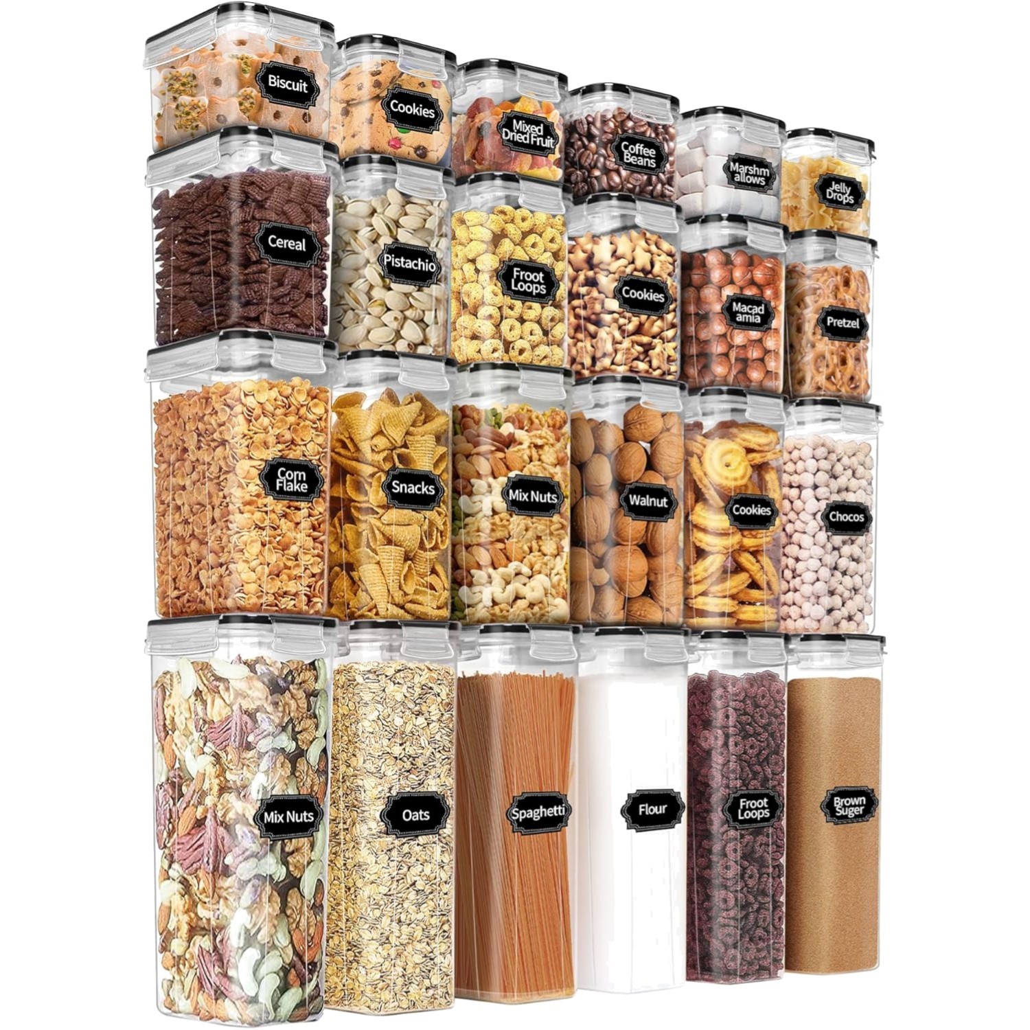Space-Saving 24 PCS Airtight Food Storage Set – Clear Containers with Lids