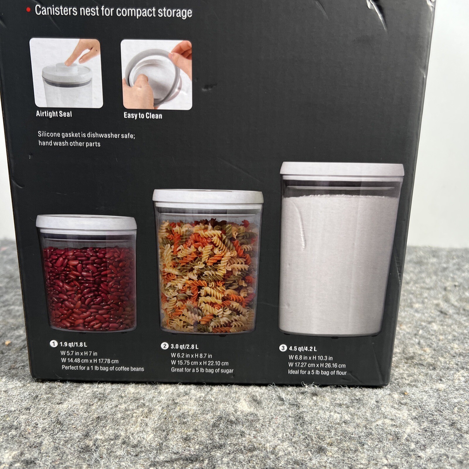 OXO Softworks 3 Piece POP Canister Set-White 21161000 1.9qt, 3qt, 4.5qt Nesting