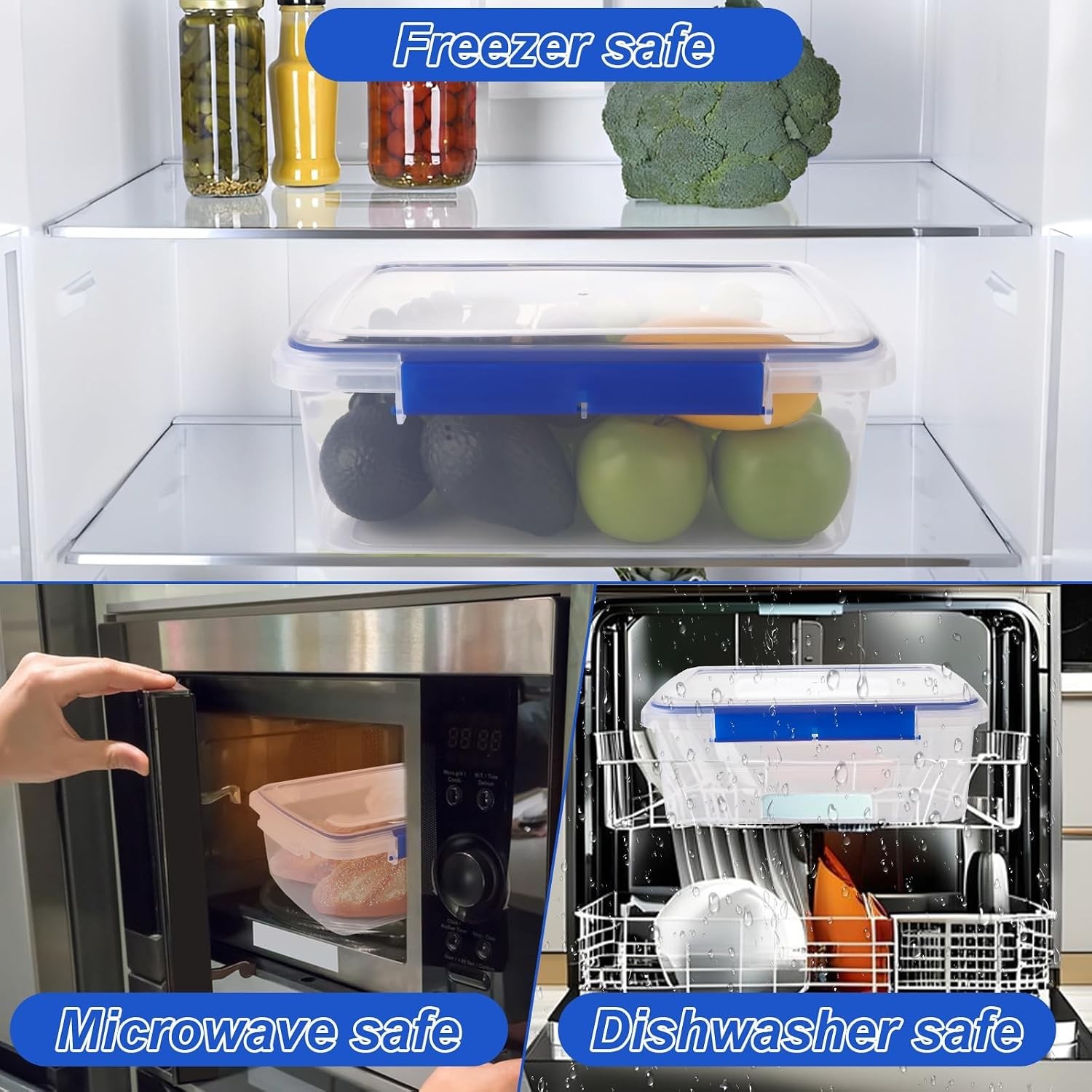 2 Pcs Large Food Storage Containers with Airtight Lid, 5.5L Reusable Meal Pre…