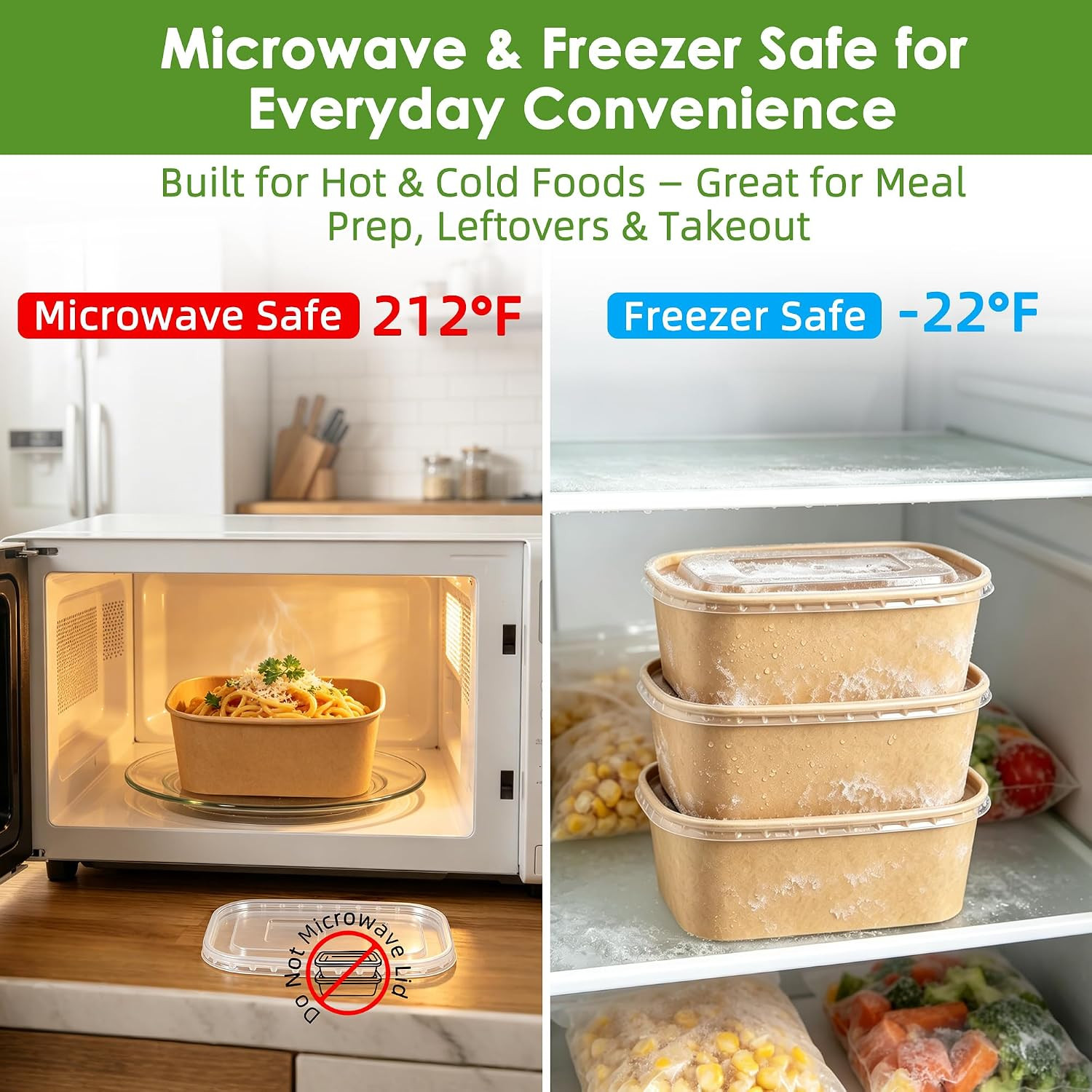 50-Pack 30Oz Disposable Meal Prep Containers with Lids and Forks, Compostable Kr