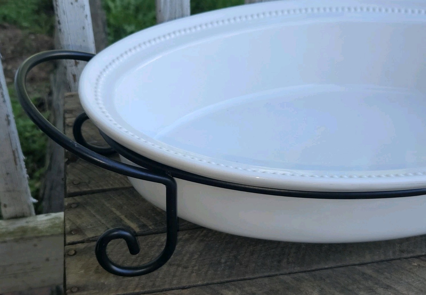 Certified International Oval Serving Dish Stoneware Bakeware with Metal Stand