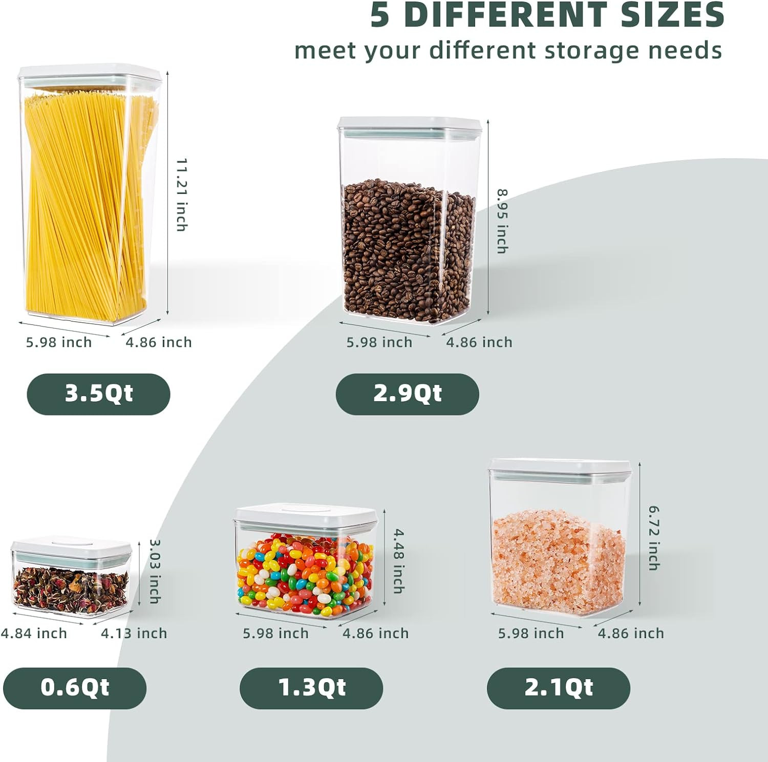 Pop up Lid Food Storage Containers, Clear Storage Containers for Pantry Airtight