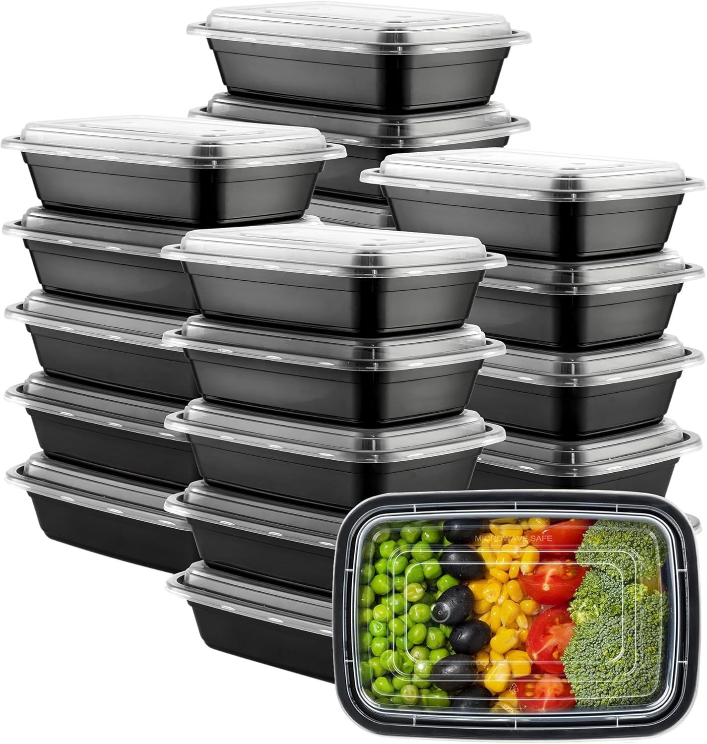 [28 oz 50 Count 2-Compartment Meal Prep Containers W/ Lids – Reusable