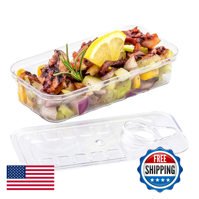 Restaurantware Plastic Canisters Lid 2 Ounce Pack Of 100 Clear Rectangle