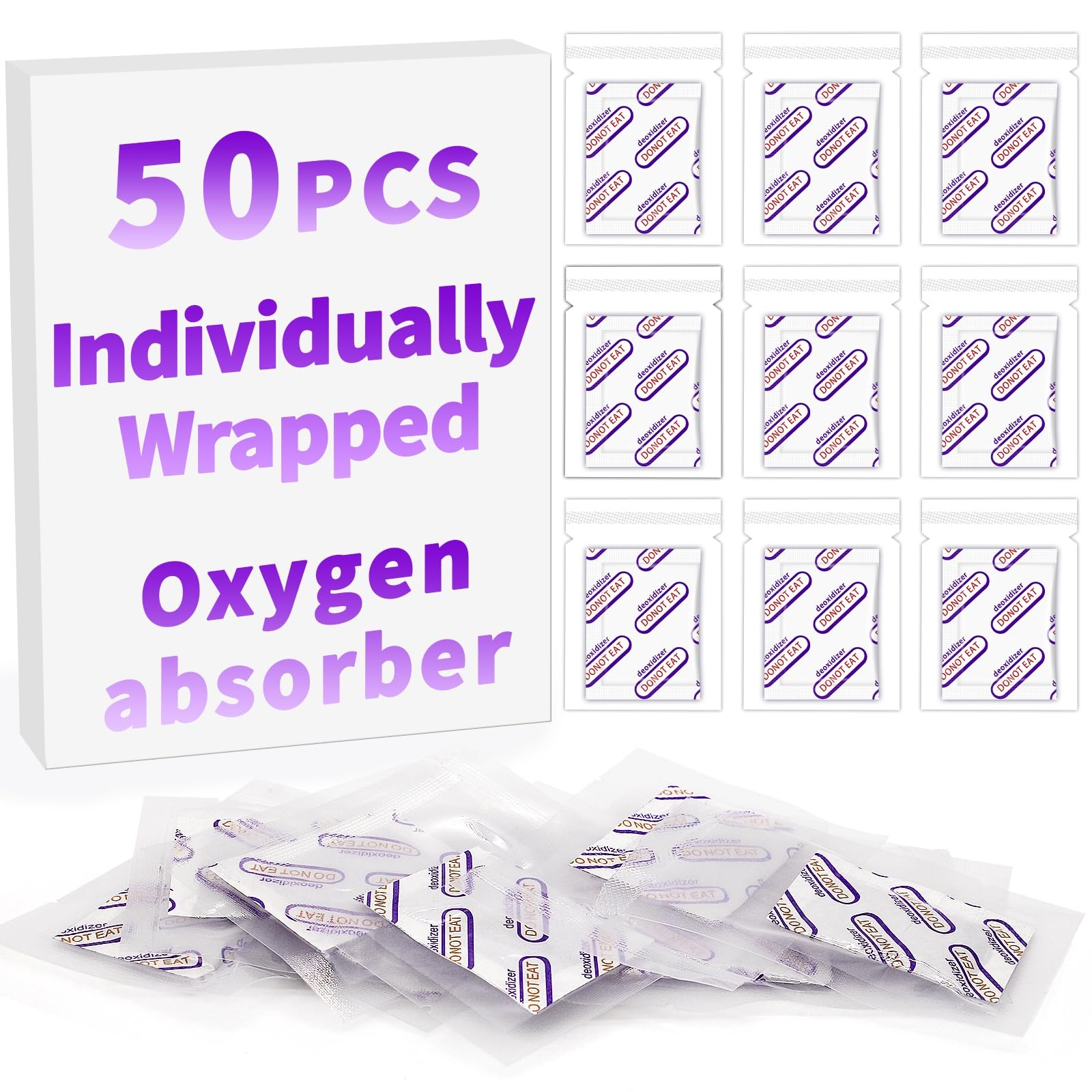 Individually Wrapped – Oxygen Absorbers for Food Storage 500cc, 50 Packs, Foo…