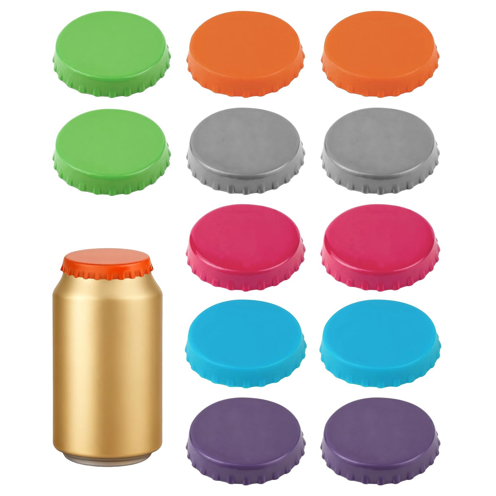 12 Silicone Soda Can Lids Reusable Can Covers BPA Free Pop Beer Beverage Tops