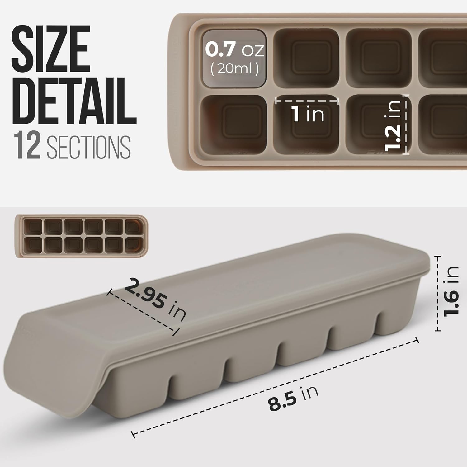 Silicone Ice Cube Freezer Tray with Lid, 100% Food-Grade Platinum Silicone,Leak