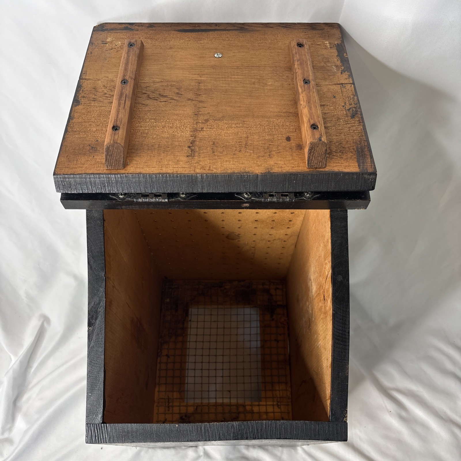 Vtg Wooden Tater Onion Bin Rustic Farmhouse Potato Storage Box Primitive Country