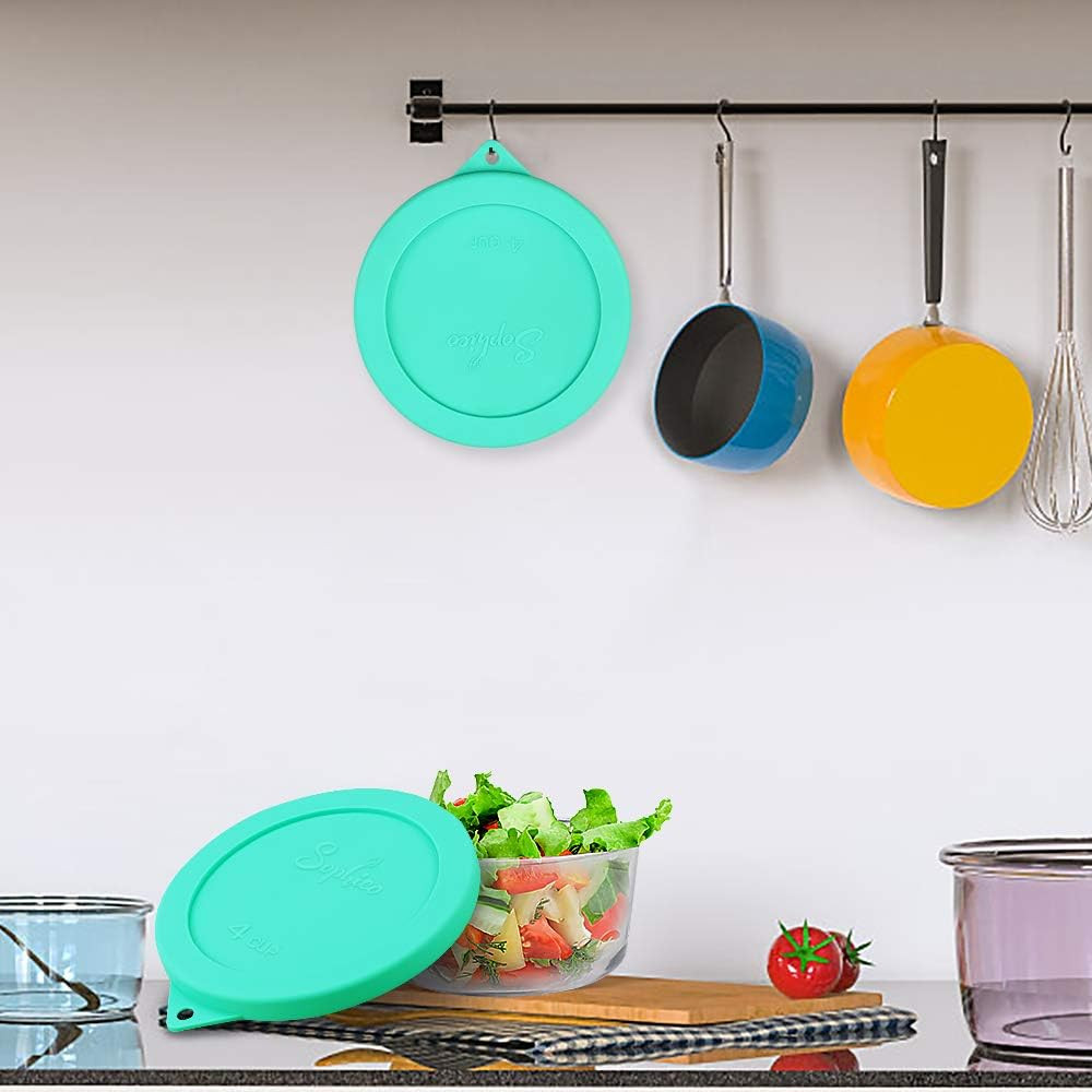4 Cup round Silicone Storage Cover Lids Replacement for Anchor Hocking and Pyrex