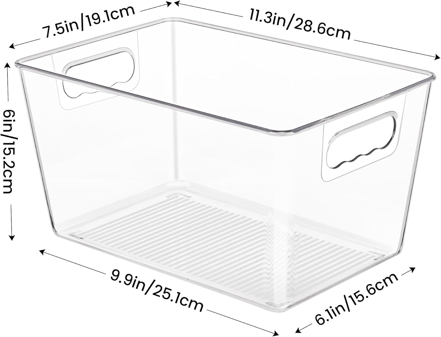 6 Pack Clear Pantry Organizer Bins Plastic Containers with Handle for Kitchen