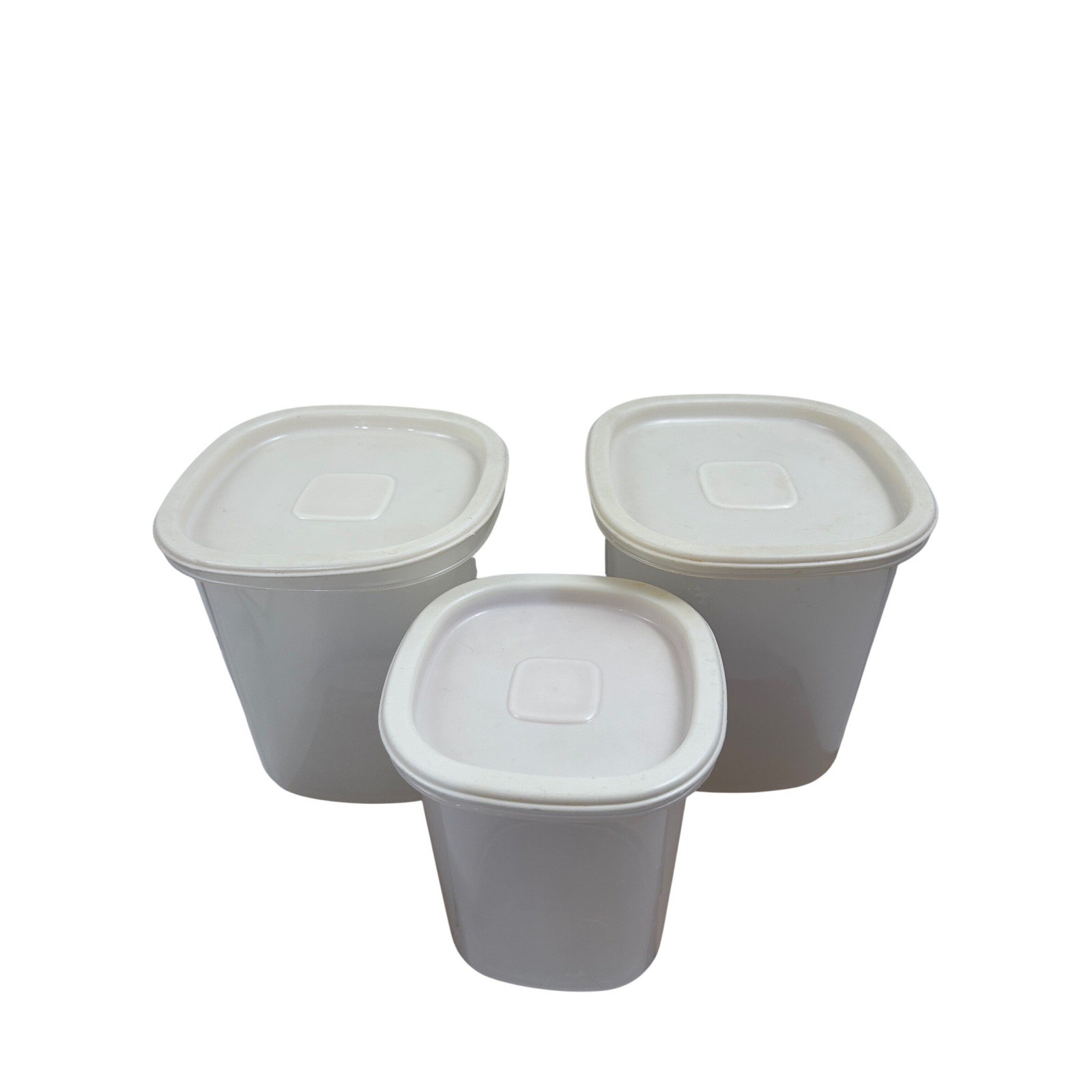 Rubbermaid Servin Saver Canister Set 3pc Almond Vintage Square Food Storage