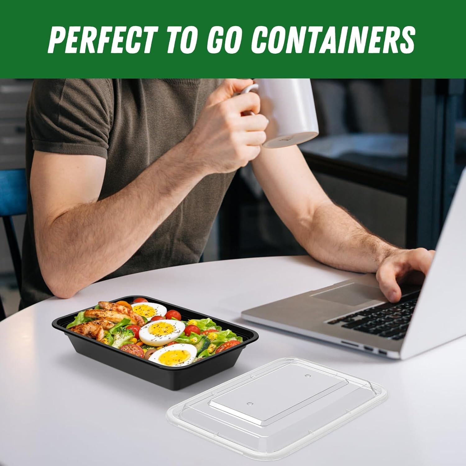 Stackable 50-Pack Meal Prep Containers – 28 oz, Dishwasher Safe and Leakproof