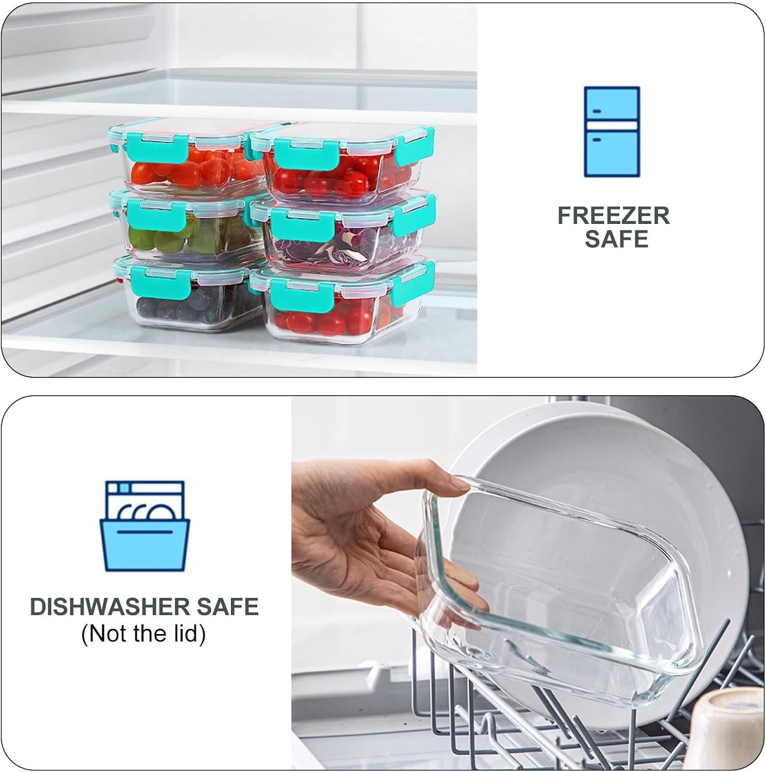 10-Pack 22oz Glass Meal Prep Containers Airtight BPA-Free Green
