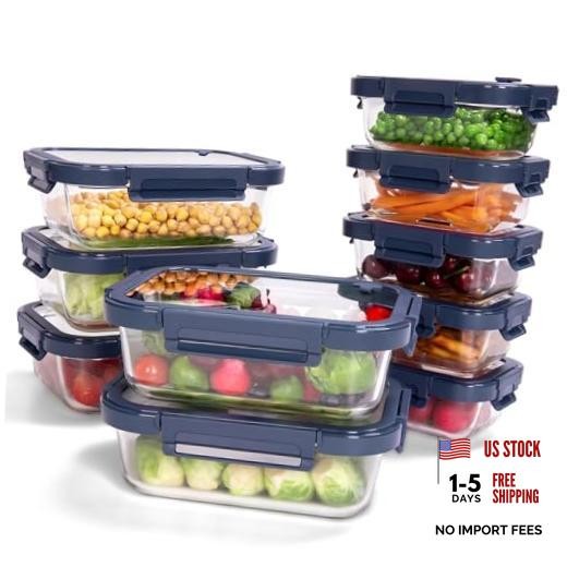 10-Pack Glass Food Storage Containers with Tempered Glass Lids – Borosilicate,