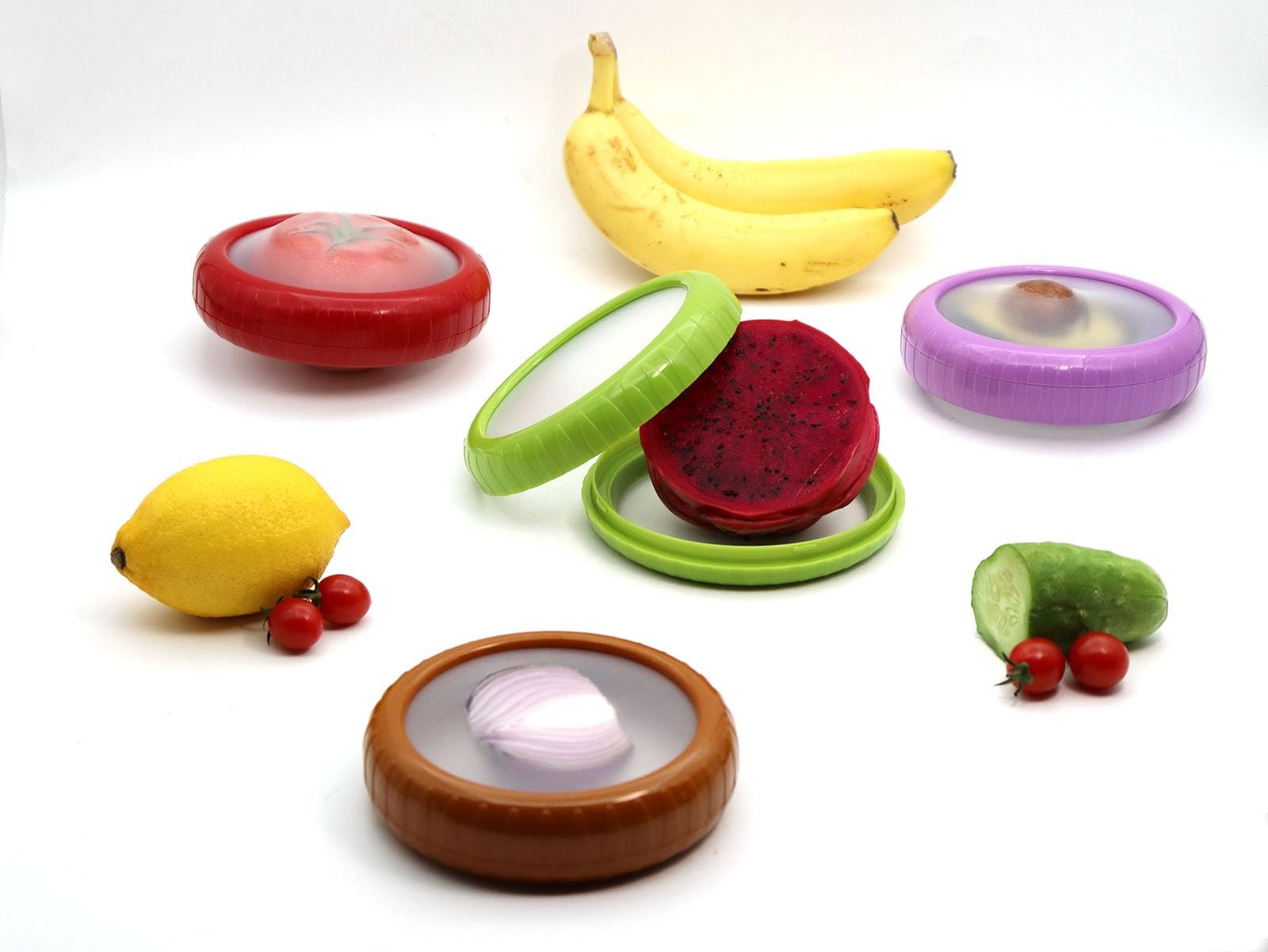 Onion storage and Avocado Saver,Set of 4 Double-Sided Silicone Fruit Keeper C…