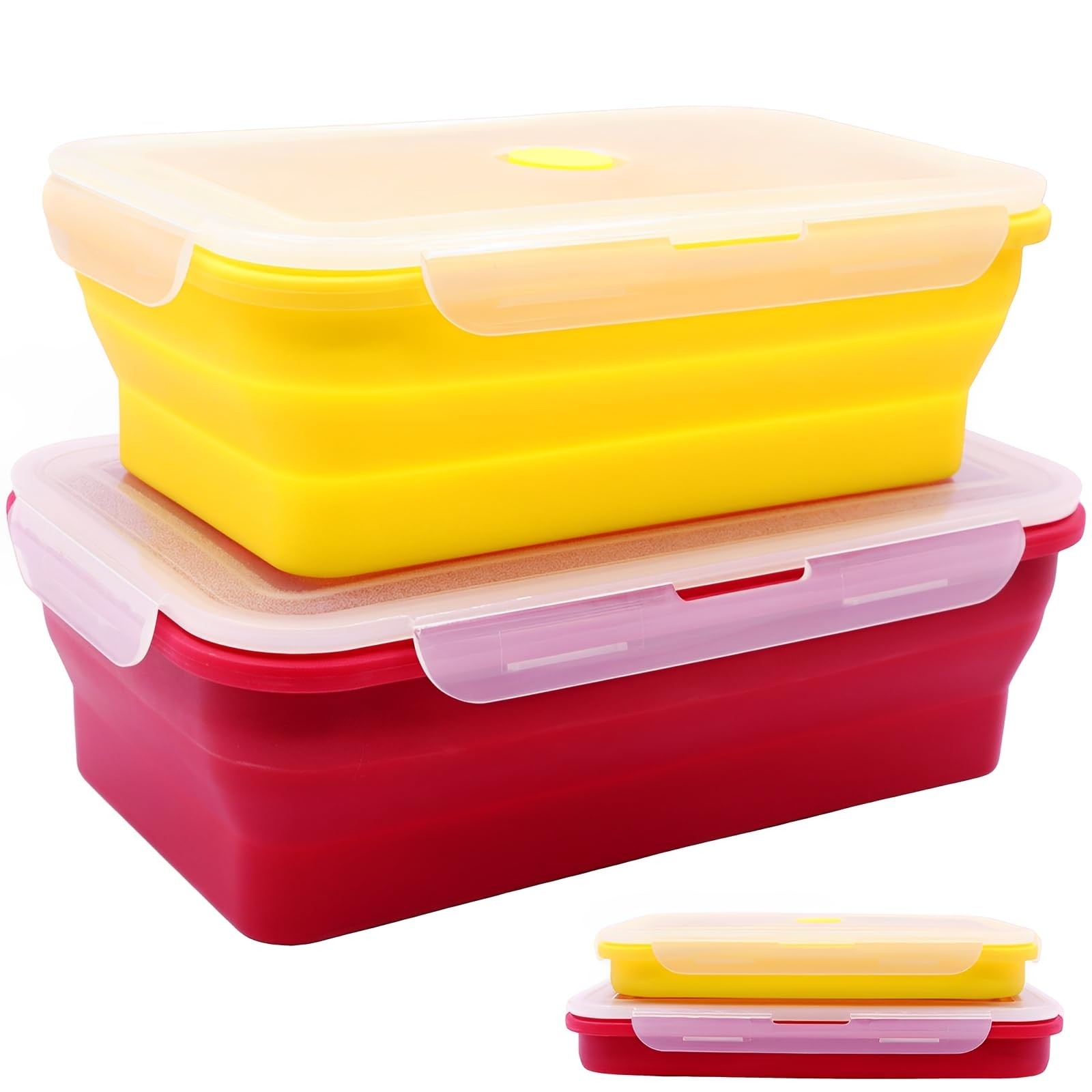 Set of 2 Extra Large Collapsible Silicone Food Storage Containers With Lids,8…