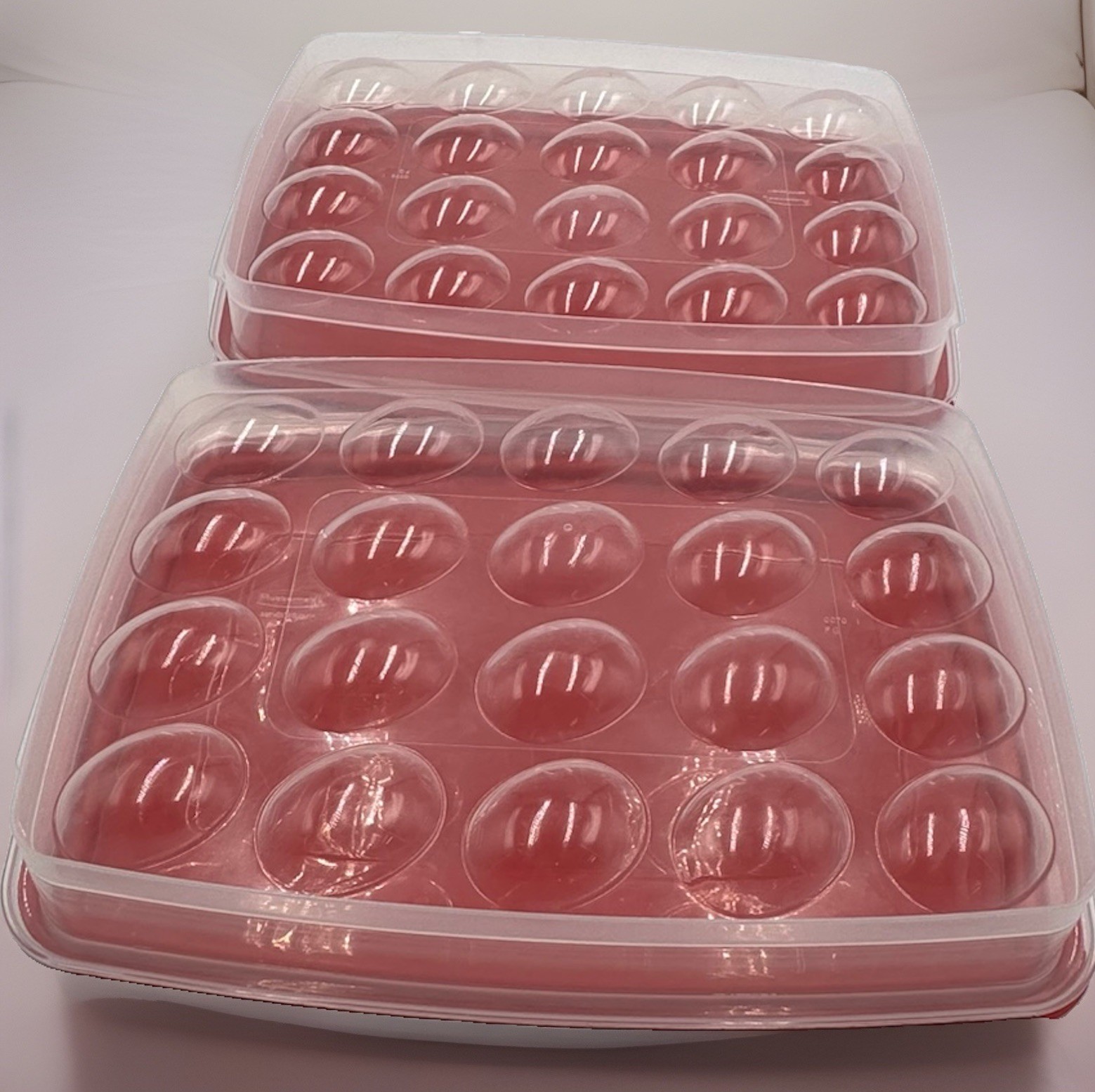VTG Rubbermaid Deviled Egg Carrier Set of 2 Clear Red Servin Saver Containers