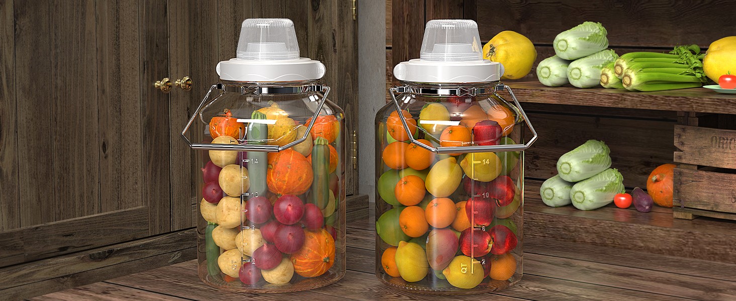 5 Gallon Air Tight Glass Storage Jars, 6.4inch Wide Mouth Canister with