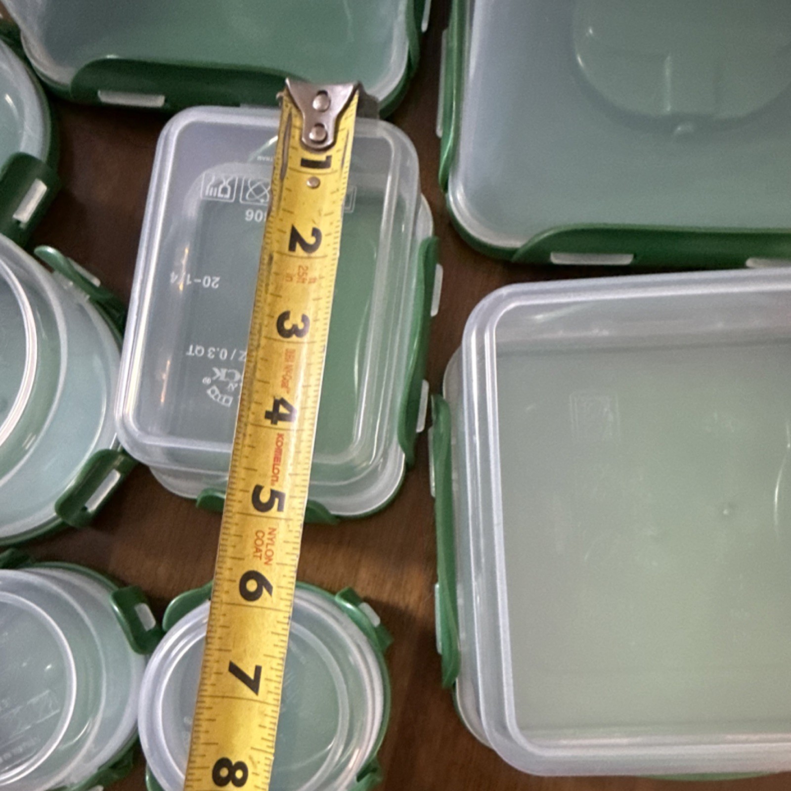 Lock & Lock 8pc Square Round Rectangle Plastic Storage Set Clear Green Snap Lid