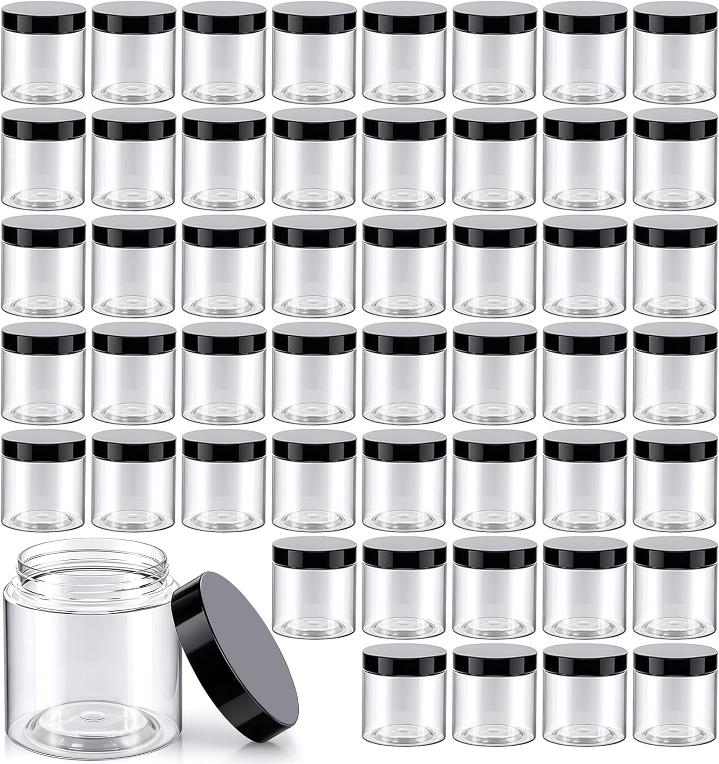 50 Pack 4 Oz Clear Plastic Jars with Lids – Small/Mini Containers for Slime