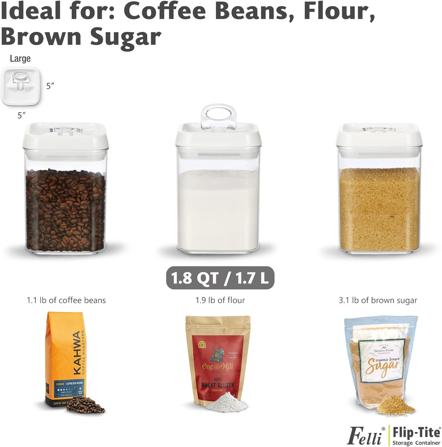Food Storage Box for Rice Sugar Flour Protein Powder, Kitchen Pantry Organizer