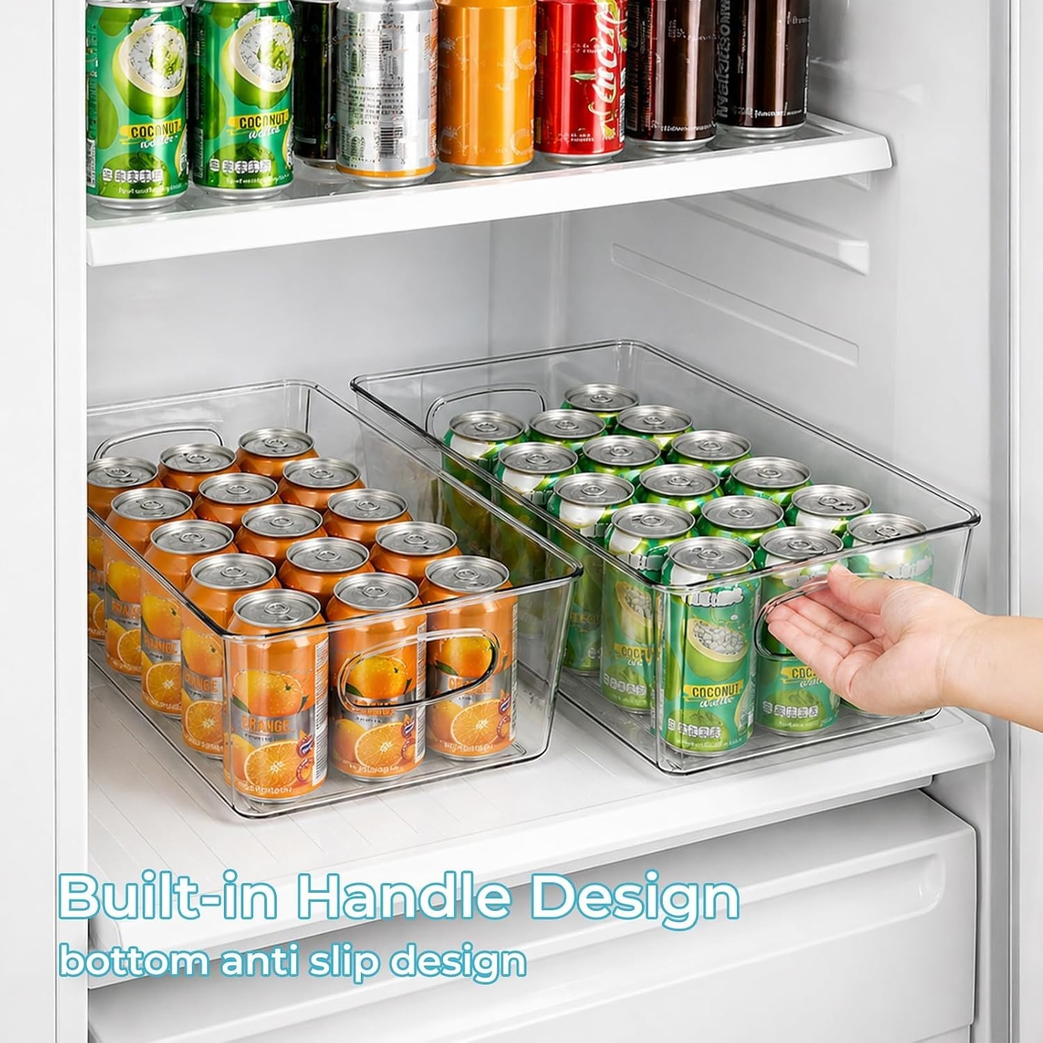 5 Pack Clear Plastic Pantry Organizers and Storage, Stackable Storage Bins wi…