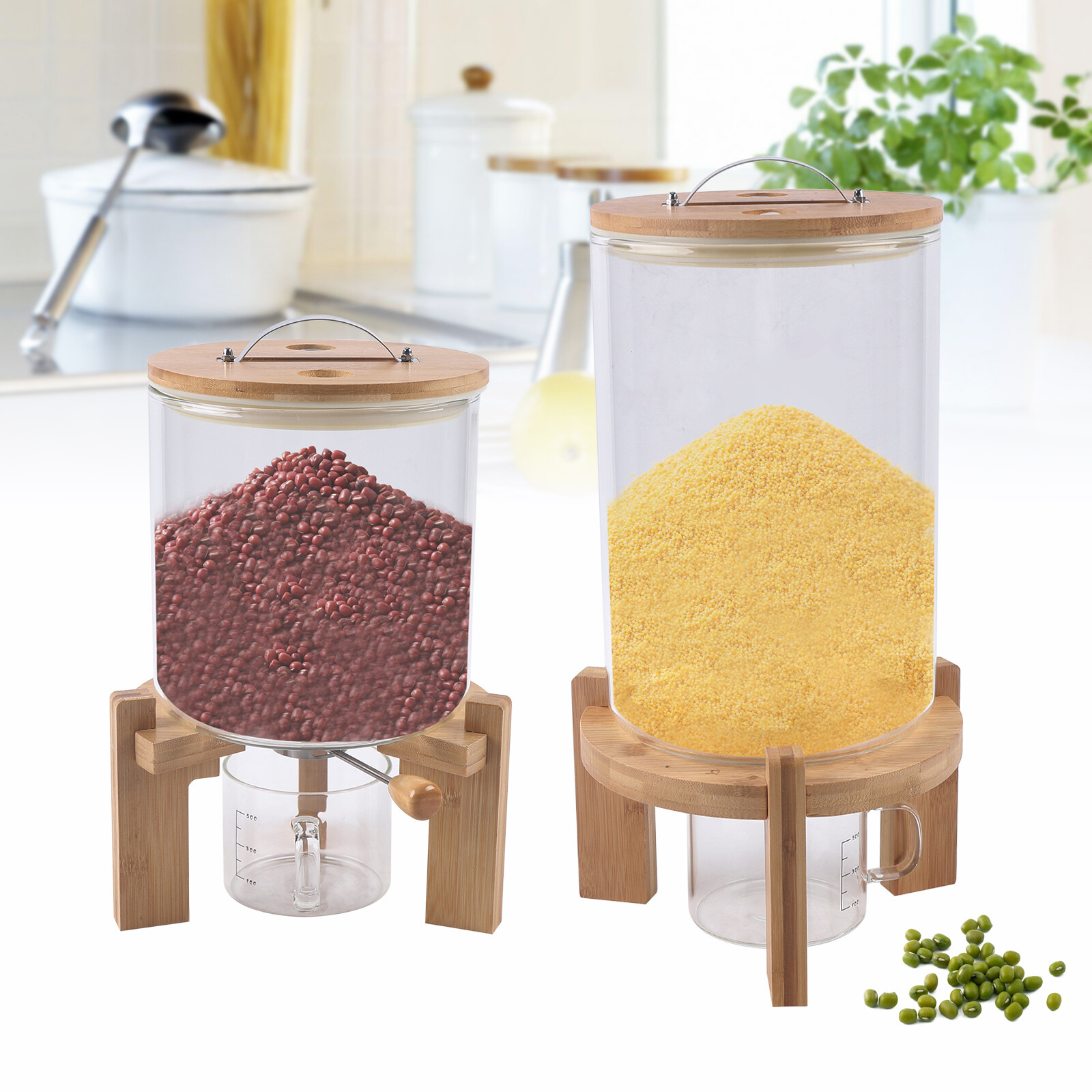 Cereal Storage Dispenser Rice/Grain Dry Food Glass Container 5L/7.5L With Valve