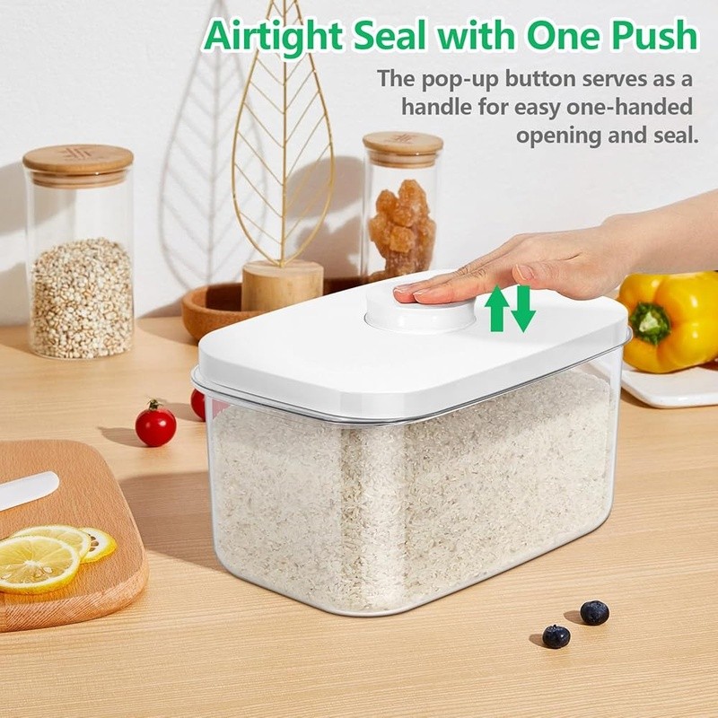 Large Airtight Food Storage Container Rice Flour Sugar Beans Cereal PET Material