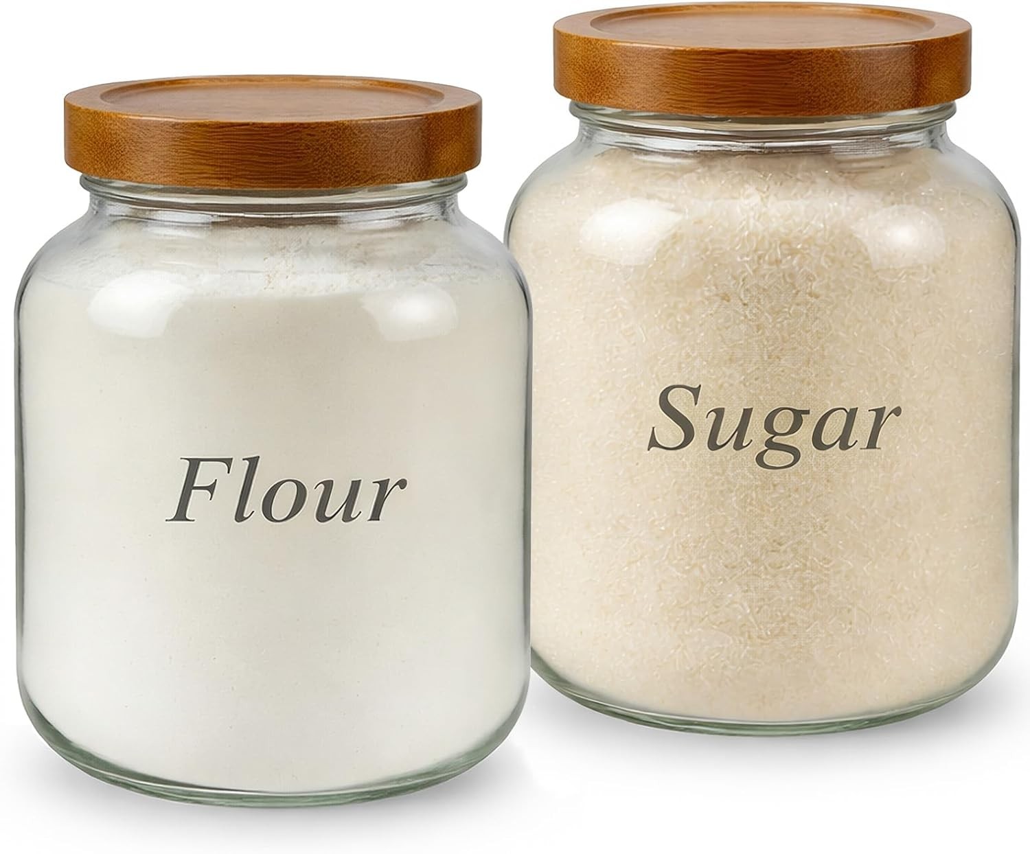 Set of 2 Cookie Jars with Airtight Lid, 1/2 Gallon Glass Jars with Acacia Wooden
