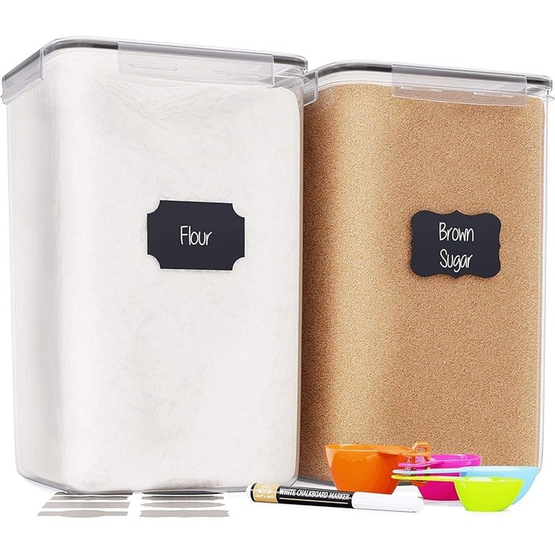 Airtight Extra Large Food Storage Containers BPA Free W/ Labels & Measuring Cups