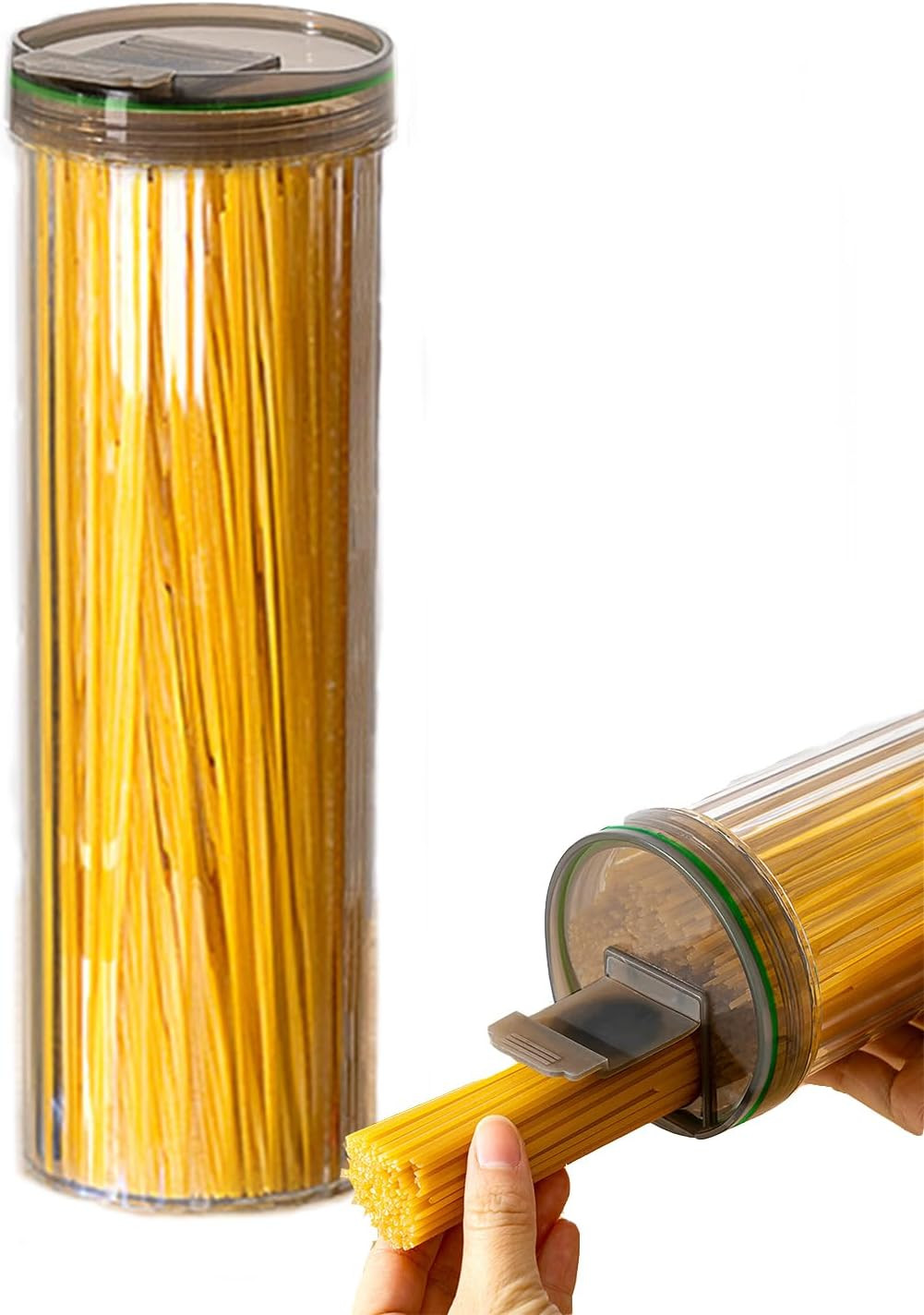 Clear Plastic Pasta Storage Container with Lid, Airtight Spaghetti Food Storage