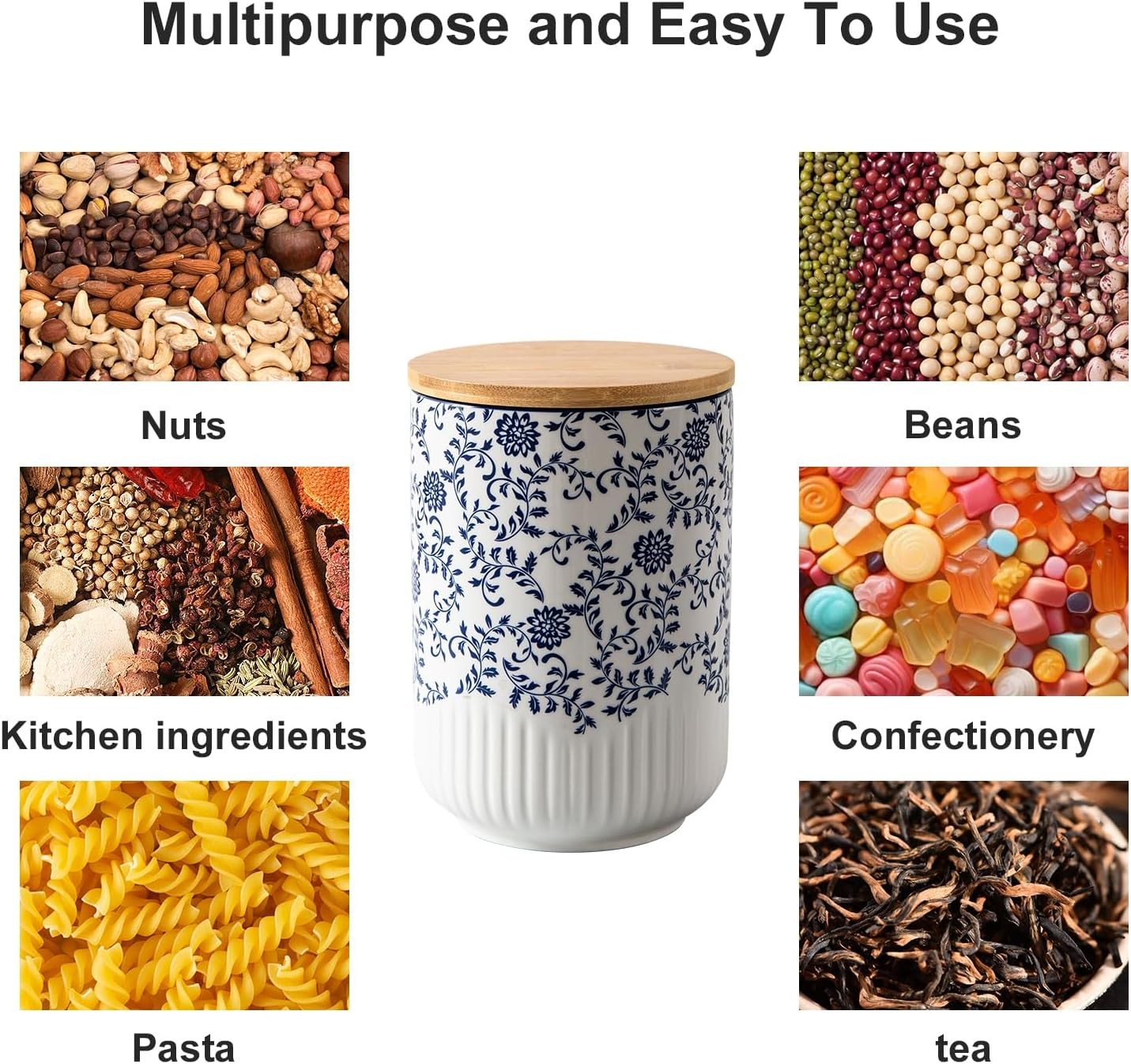 Canisters Sets for the Kitchen – 2 Pcs 36/18 oz Ceramic Kitchen Containers for