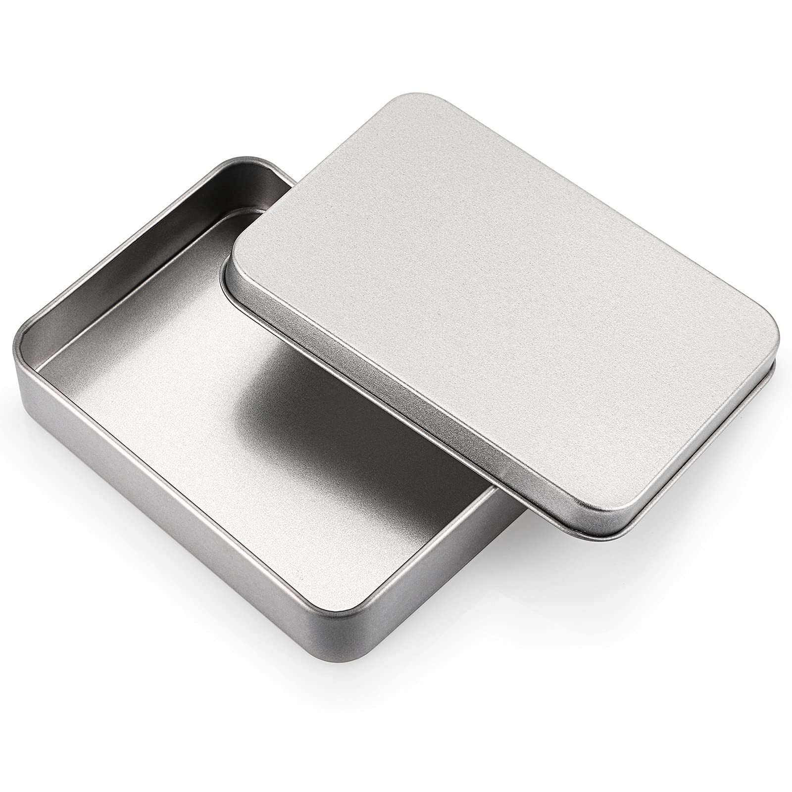 12 PCS Rectangular Storage Tins Box Metal Silver Empty 4.5×3.14×1 Inch