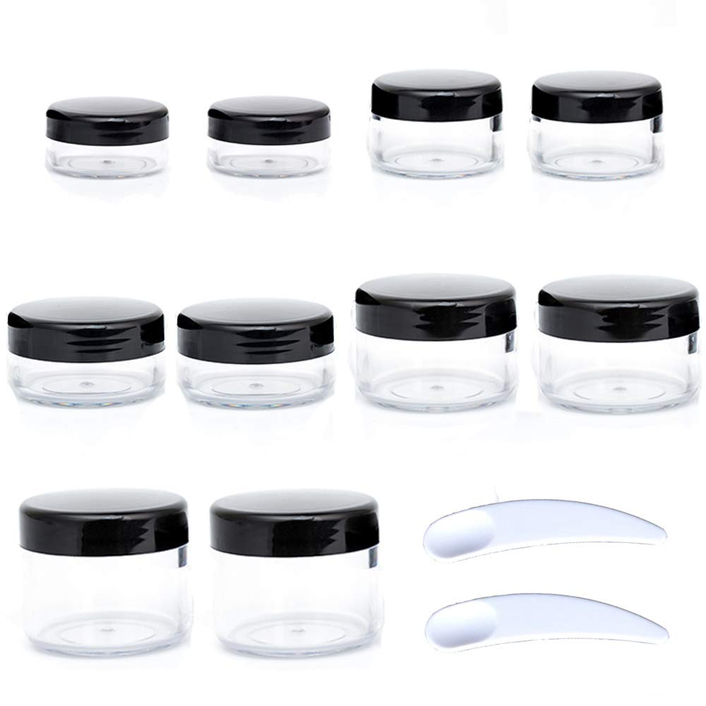 ZEJIA 10Pcs Small Travel Containers, Black Sample Jars with Screw Lids, 5 Size 3
