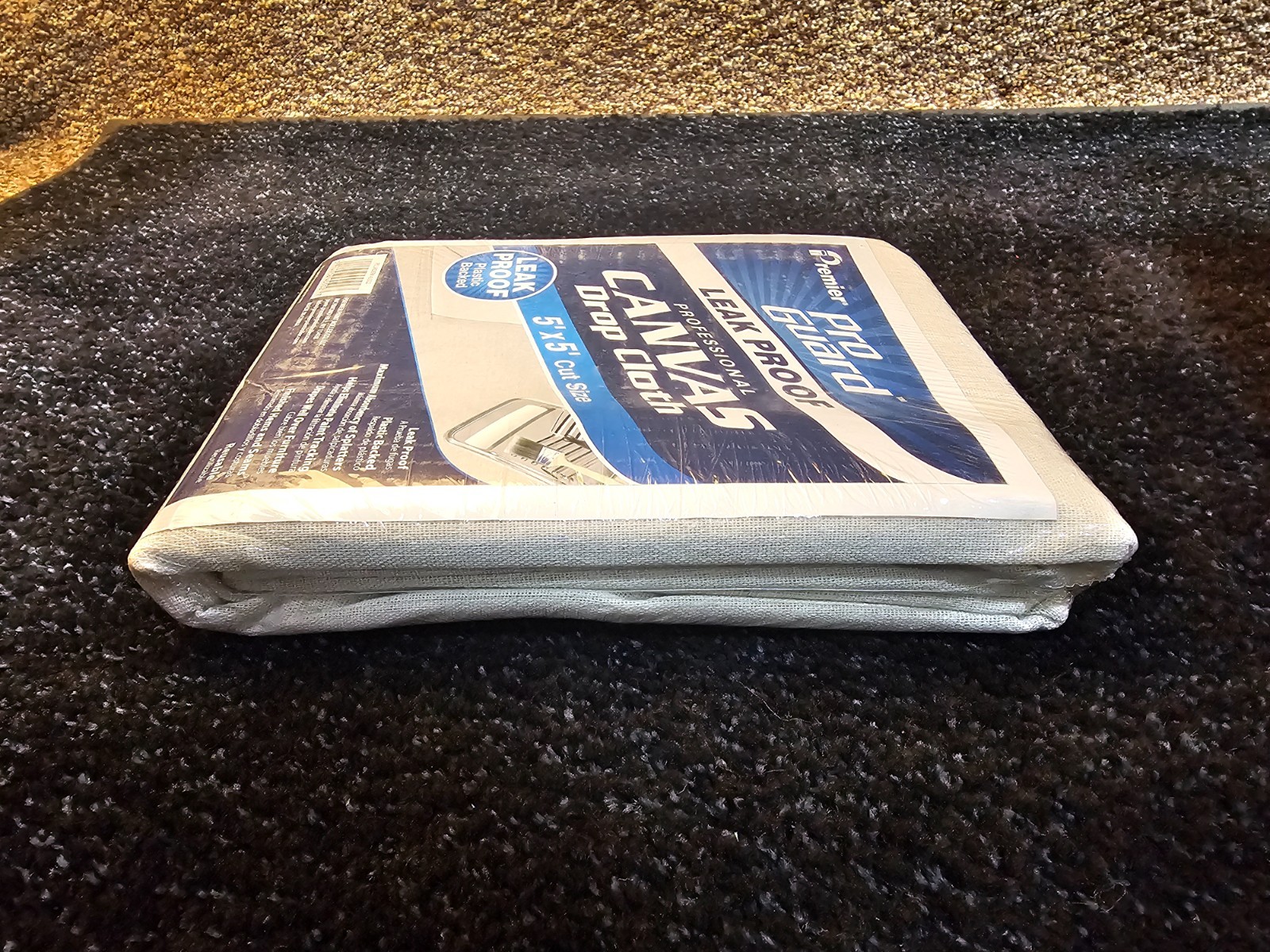 (QTY 12) Premier 45502 5 x 5 ft Butyl Leak Proof Canvas Plastic Drop Cloth