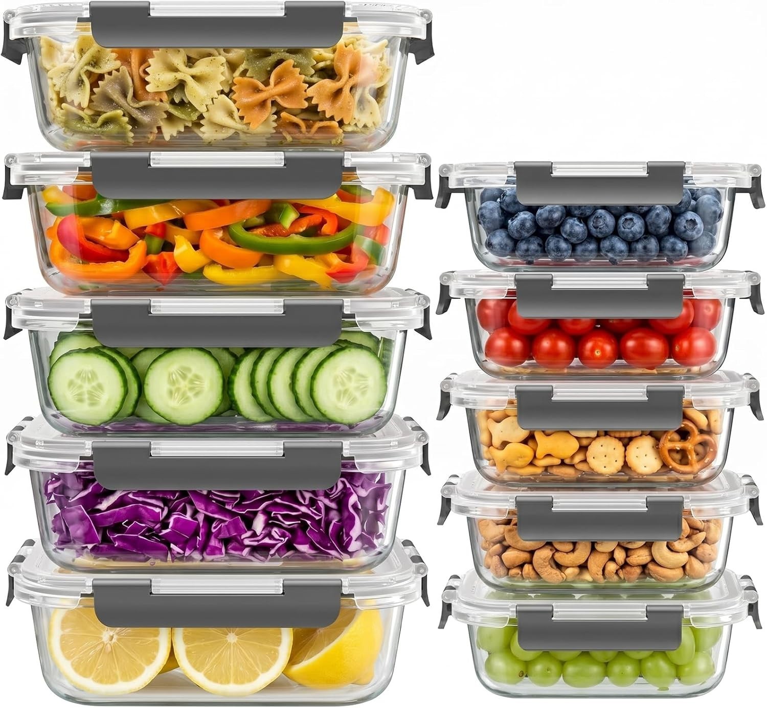 Stylish Gray Glass Meal Prep Containers – Airtight & Lockable for Freshness