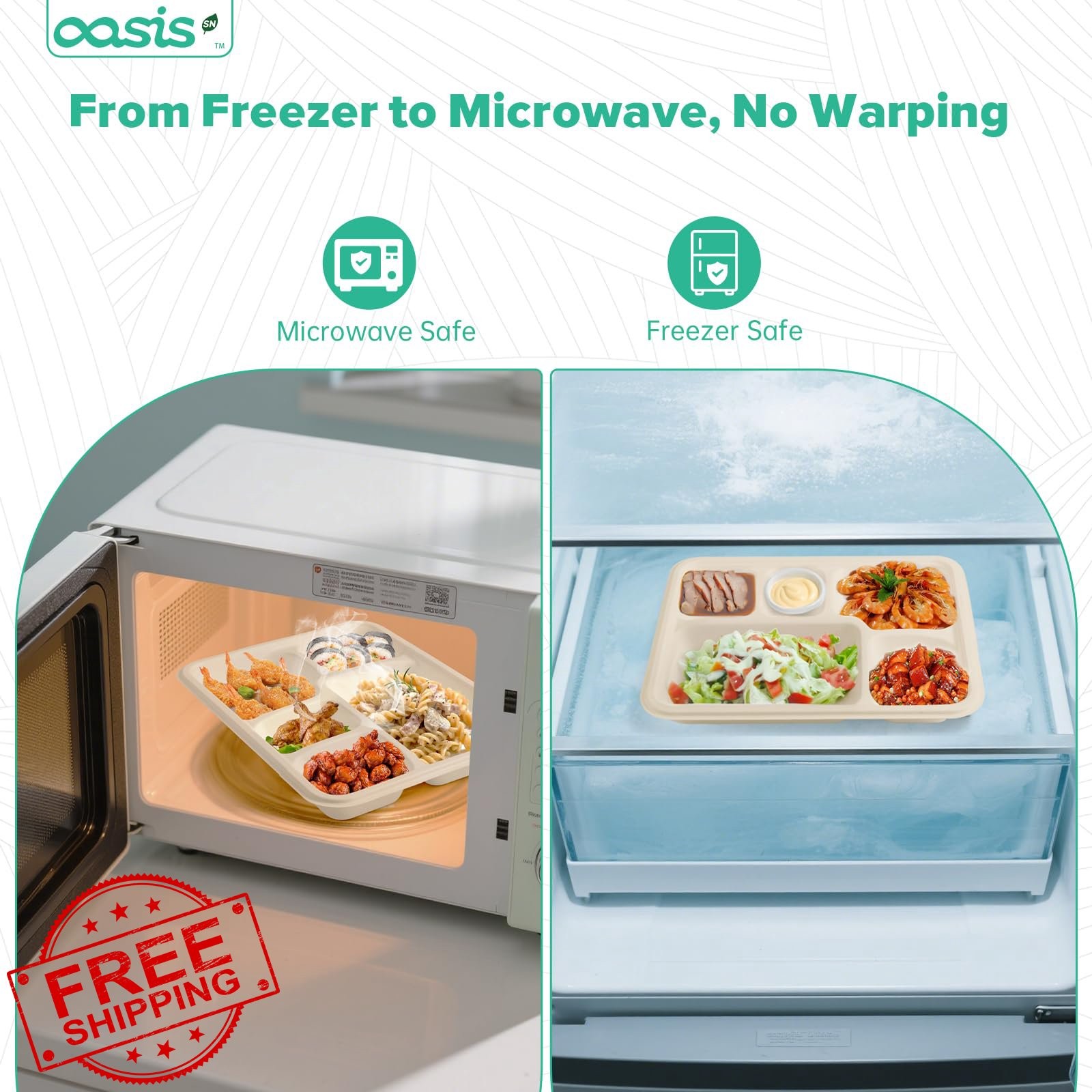 OasisSN Meal Trays Natural 11×9″ 128pk