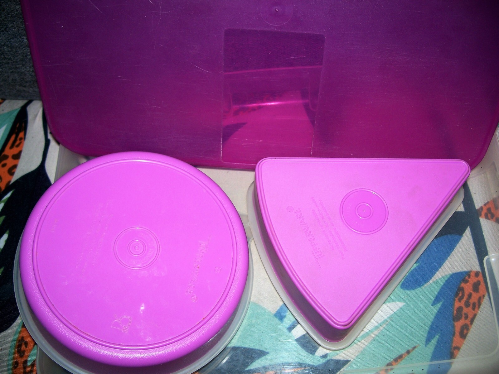 Vintage Purple Tupperware LOT Rectangular 5 1/2 Cups Round 1651-9 Pie 269-17