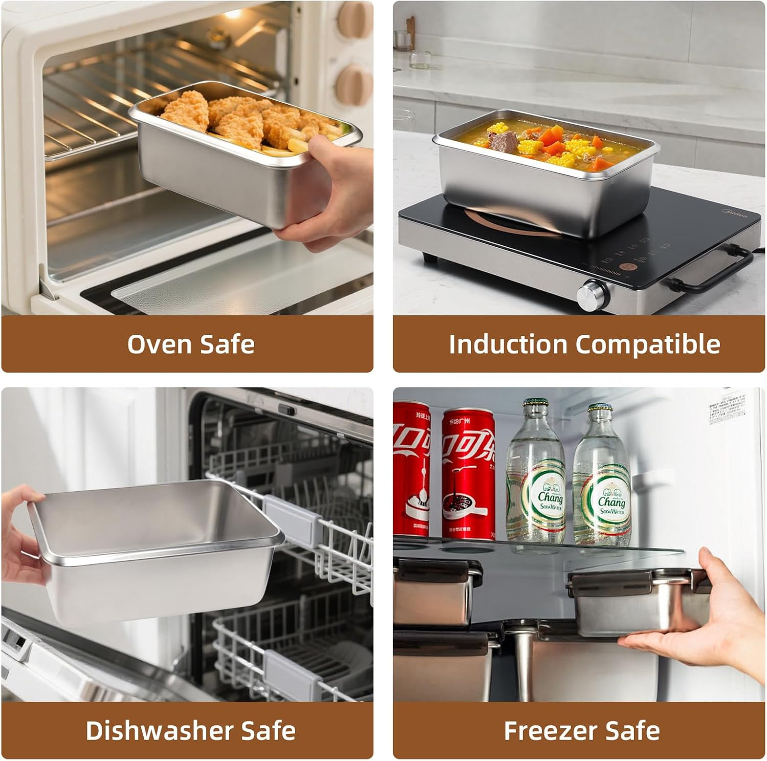 18/10 Stainless Steel Freezer Storage Containers Set of 2, 47Oz 94Oz Food Contai