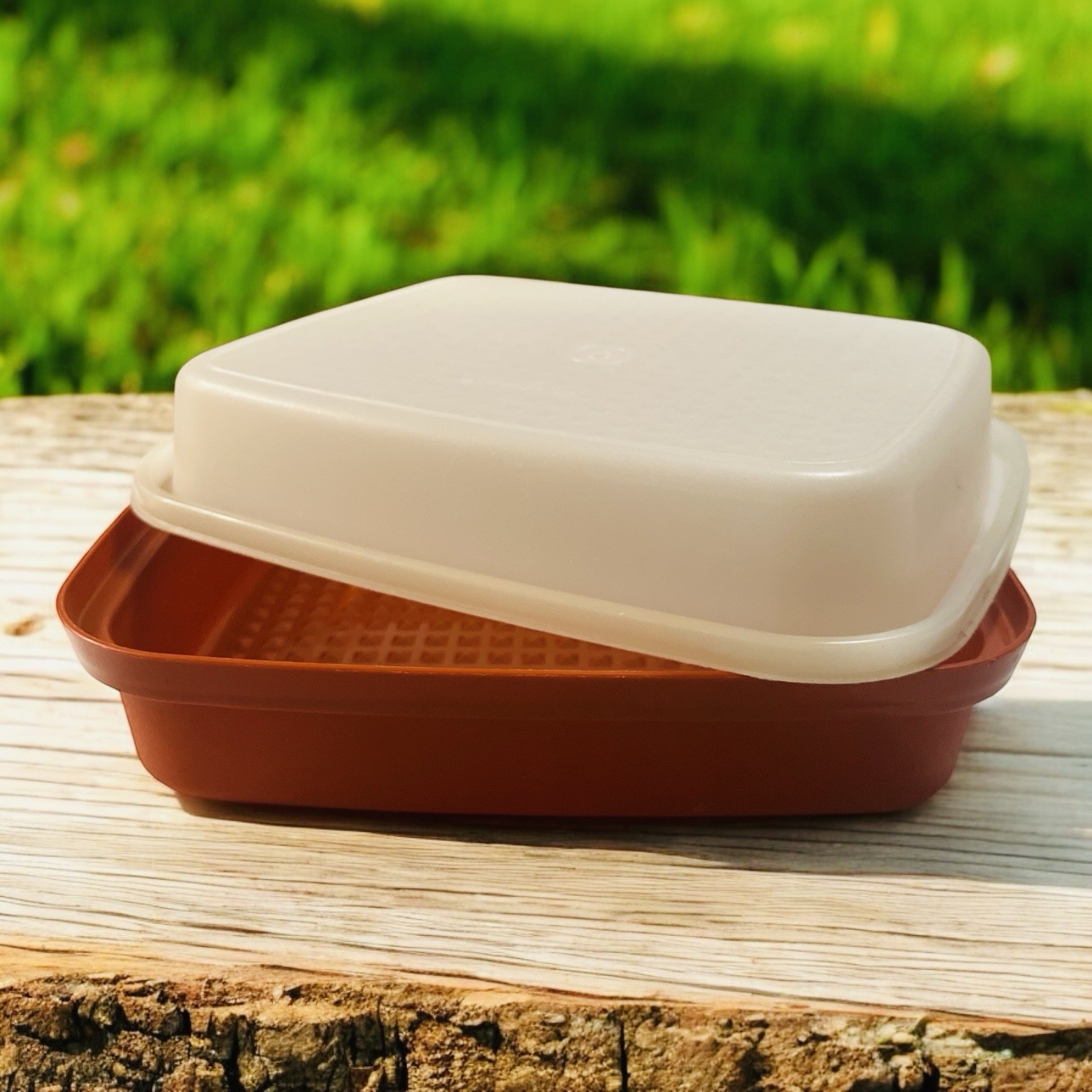 Vintage Tupperware Season Serve Meat Tray Marinade Container #1294 Large Paprika