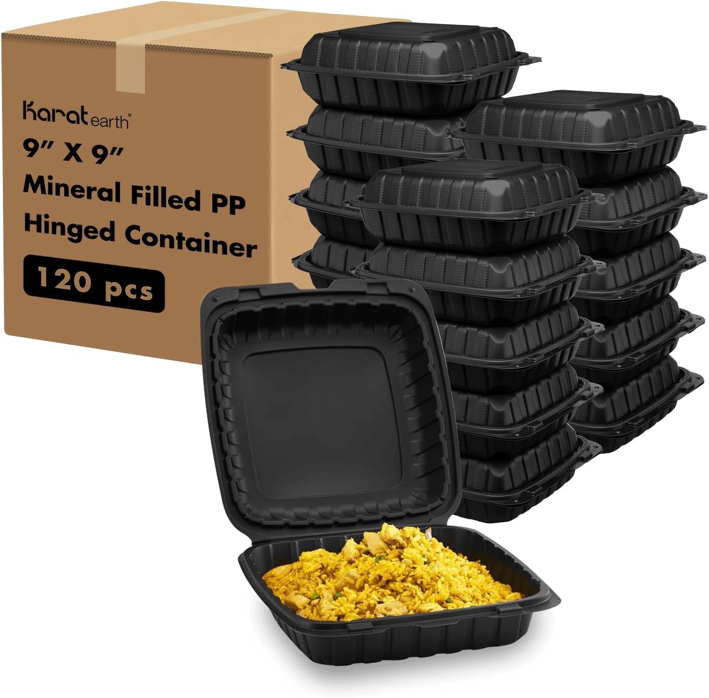 Clamshell Take Out Food Containers [9″x9″ – 120 ct] To Go Containers | Microw…