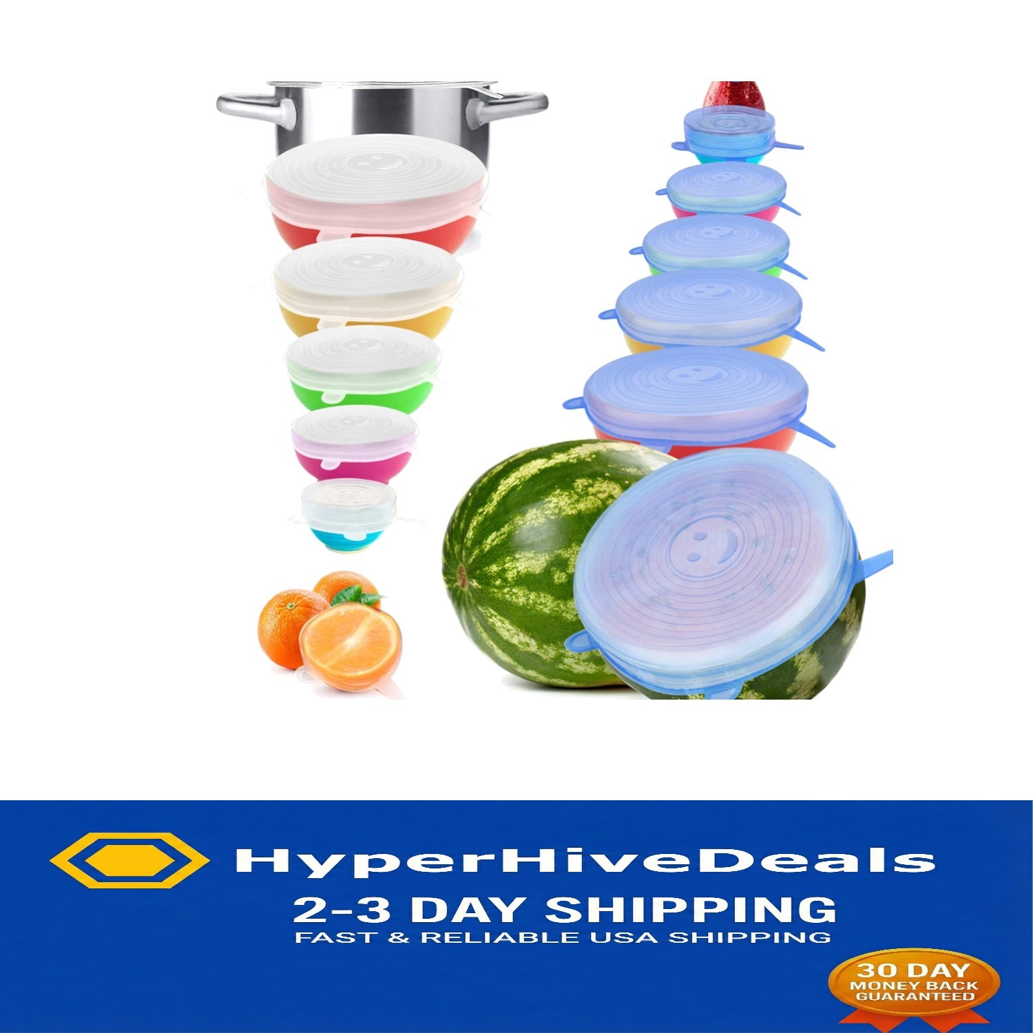 Eco-Friendly 14 PCS Silicone Stretch Lids – Flexible and Dishwasher Safe