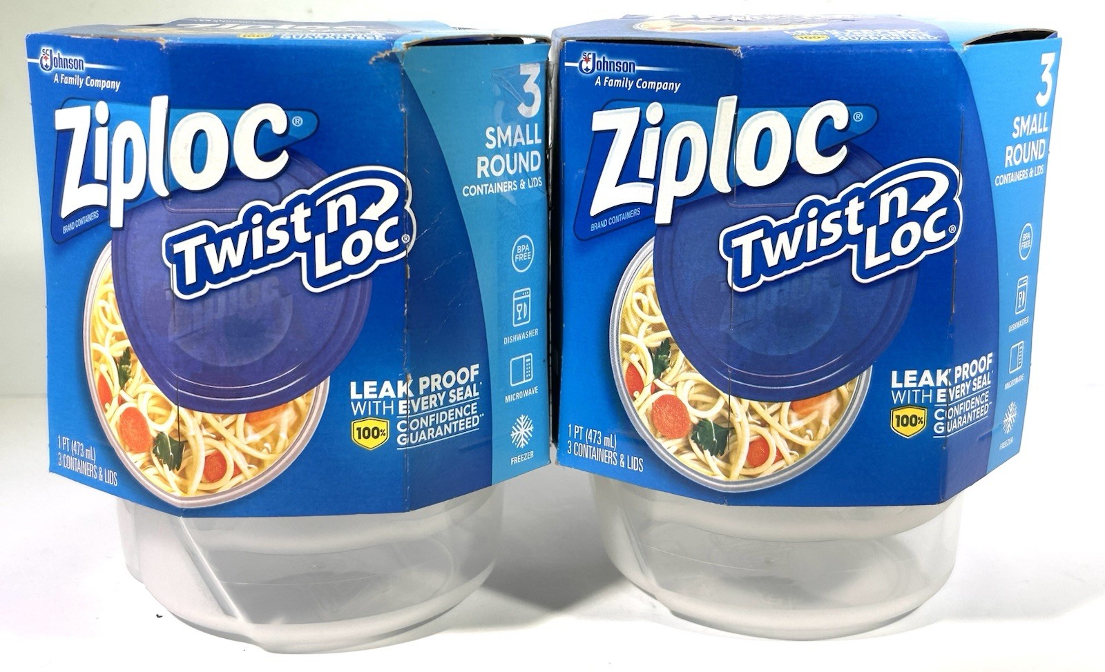 Ziploc Twist n Lock Loc (lot of 2) 3-Packs Small Round Plastic Containers /Lids