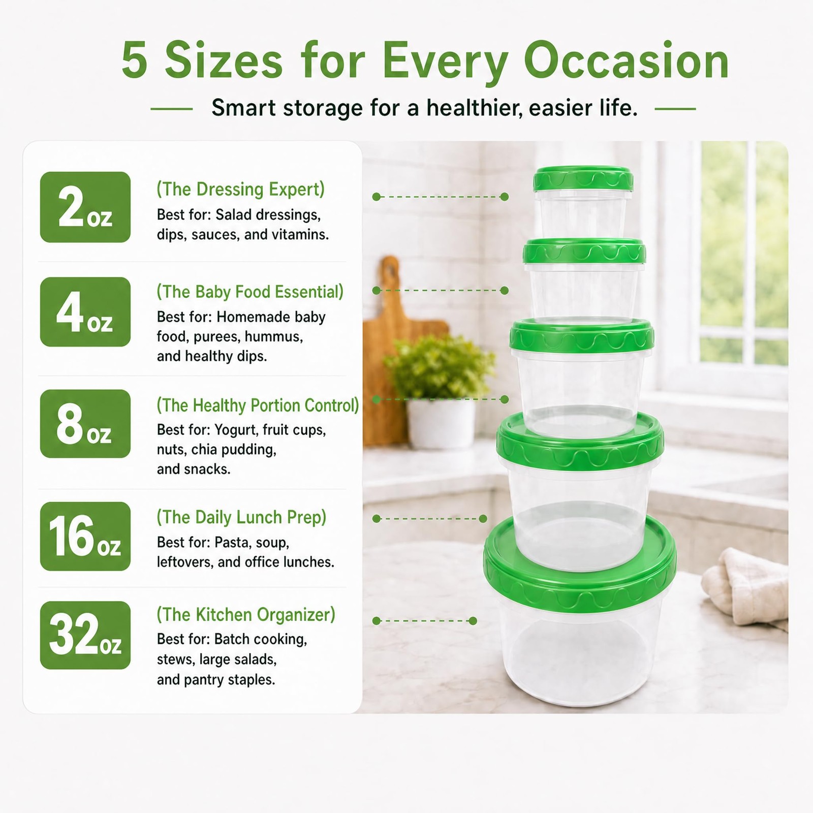 8 oz Small Freezer Containers with Lids Stackable Plastic Food Storage Contai…