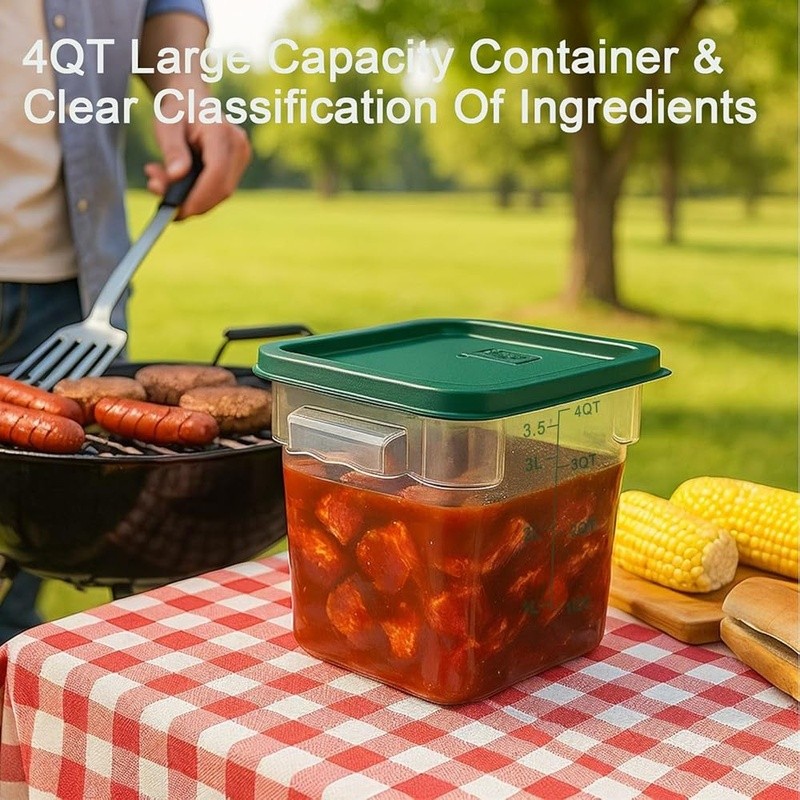 Durable Food Storage Containers Airtight Lids Ergonomic Handles Measuring Labels