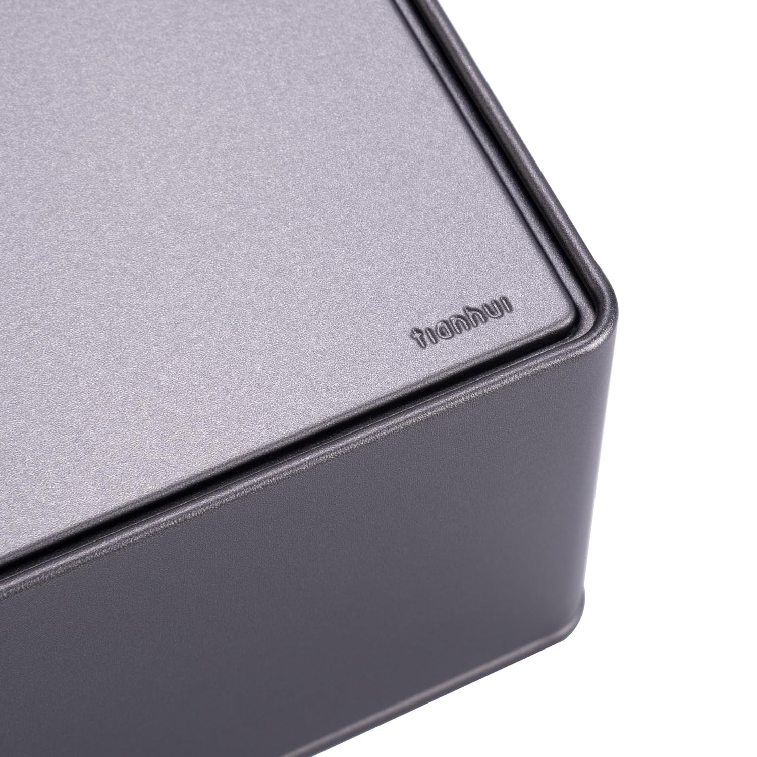 Tianhui Rectangle Metal Boxes Tin container 6.3 x 3.15 x 2.68 inches, Grey