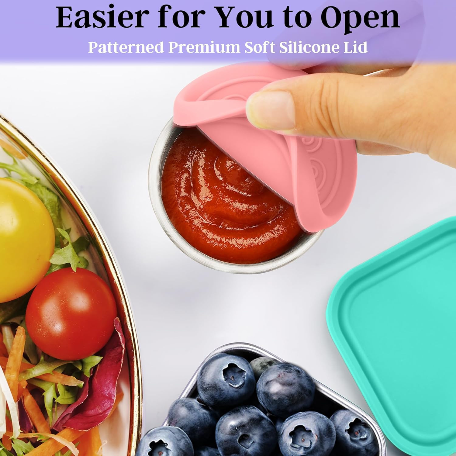 6 PCS Salad Dressing Container to Go,Handy Leakproof Stainless Steel Meal Prep C
