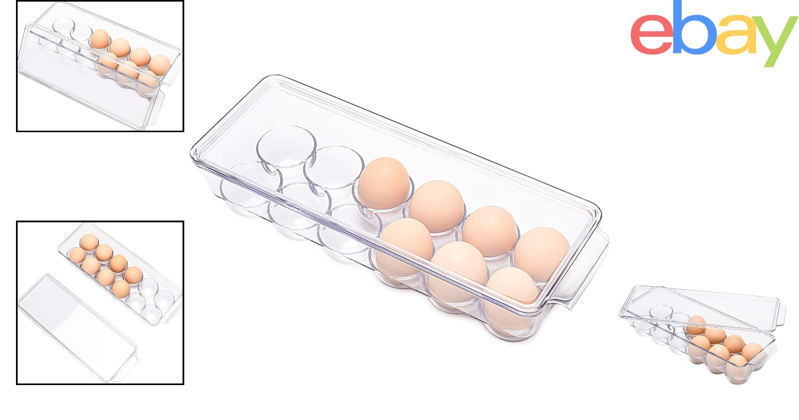 Clear Egg Holder for Refrigerator, BPA-Free Container for 12 Eggs Storage